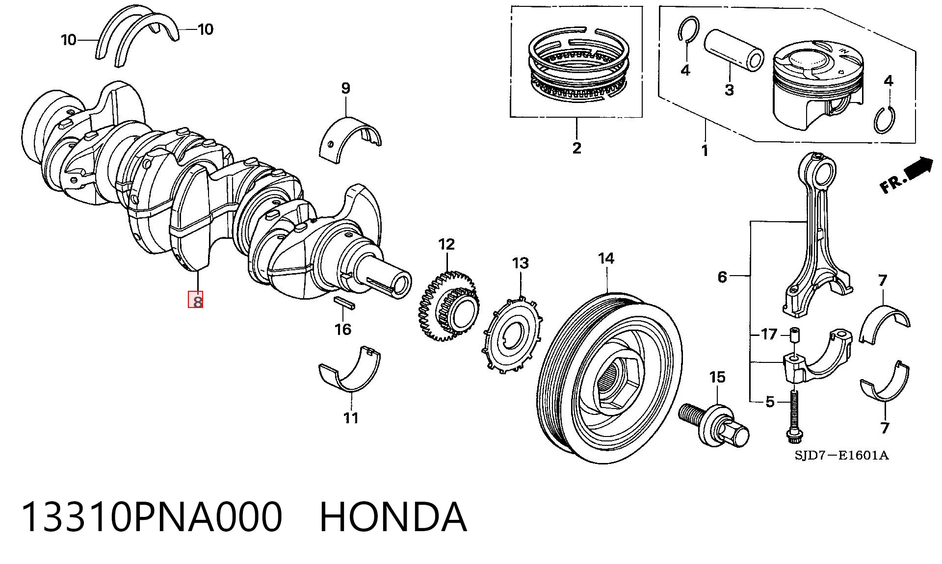 13310PNA000 Honda Колінвал двигуна