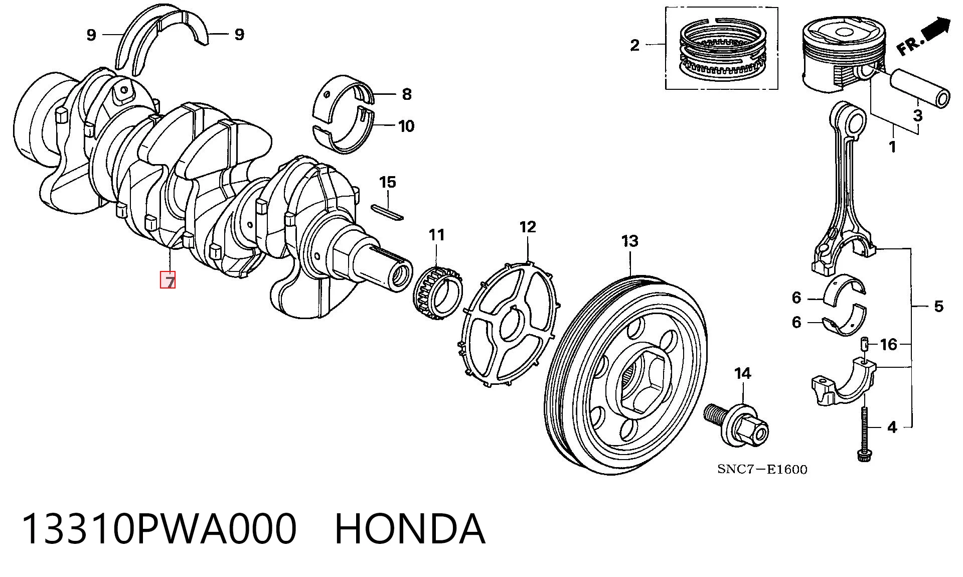 13310PWA000 Honda Колінвал двигуна