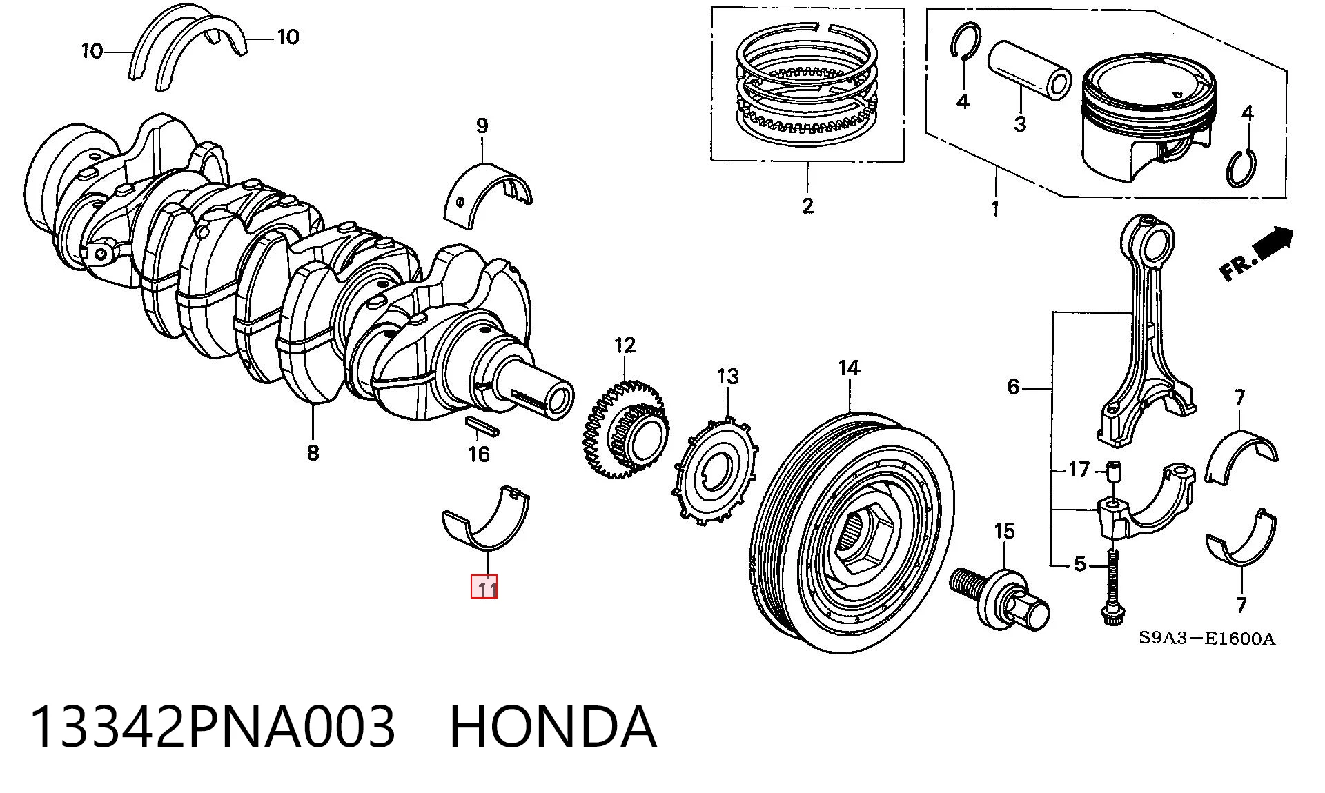 13342PNA003 Honda 
