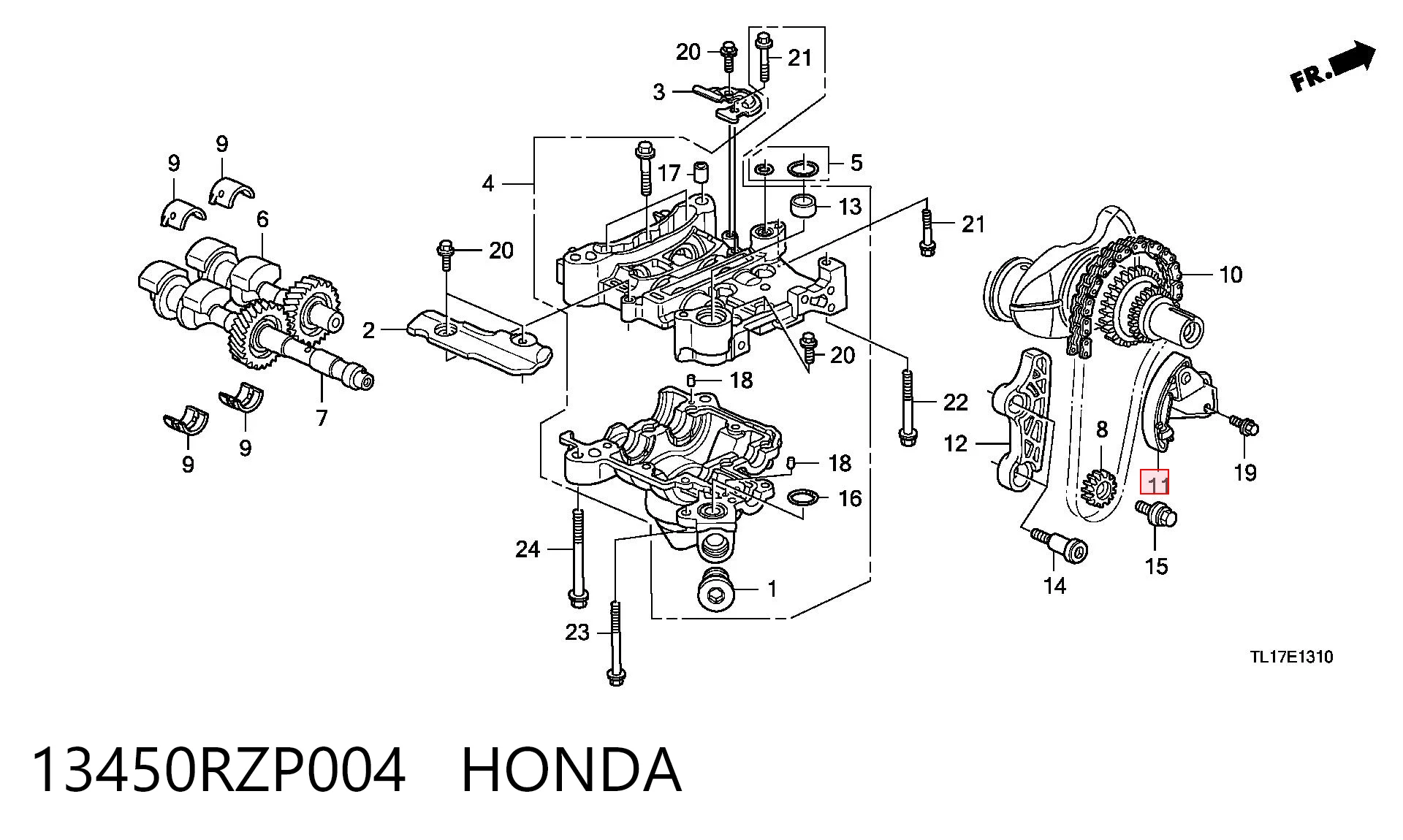 13450RZP004 Honda Натягувач ланцюга насоса масляного