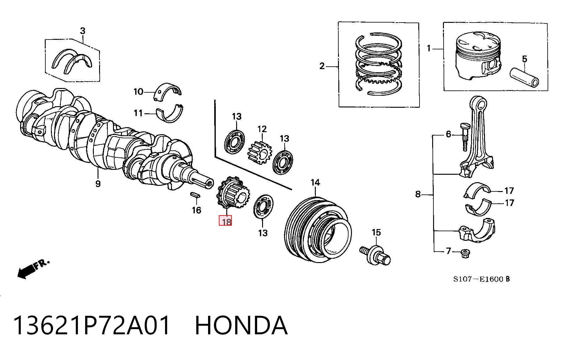 13621P72A01 Honda 