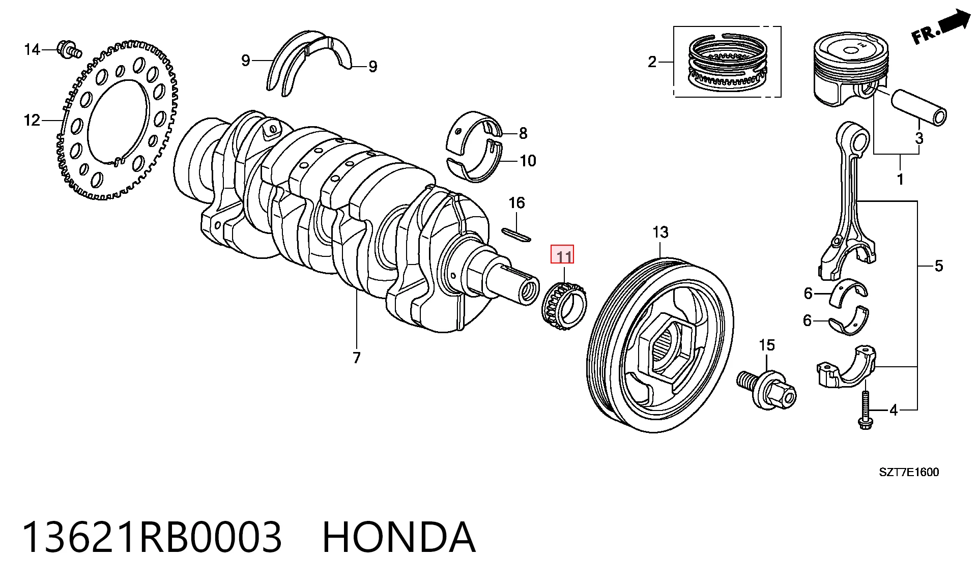 13621RB0003 Honda Зірка колінчастого вала