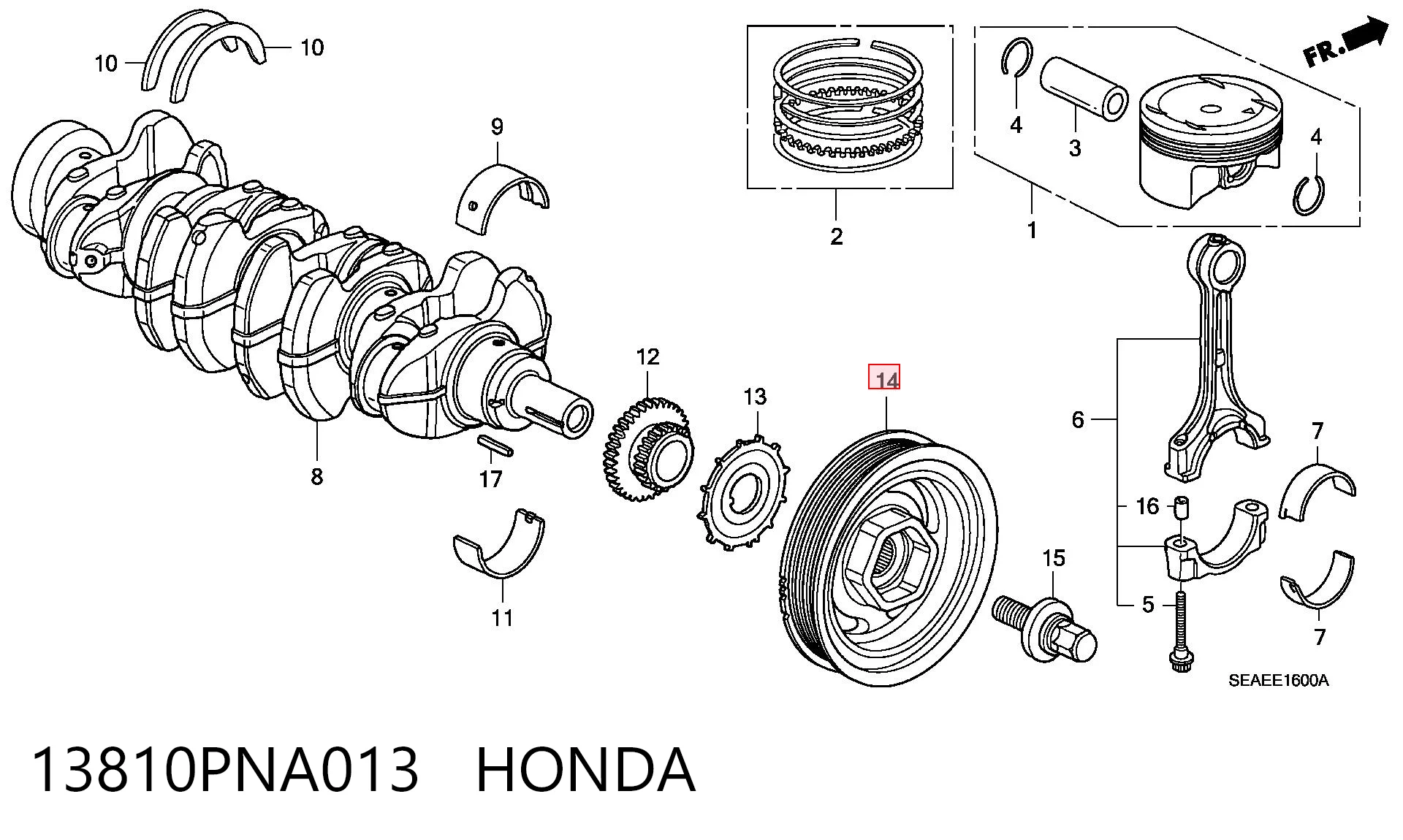 13810PNA013 Honda Демпфер колінвалу