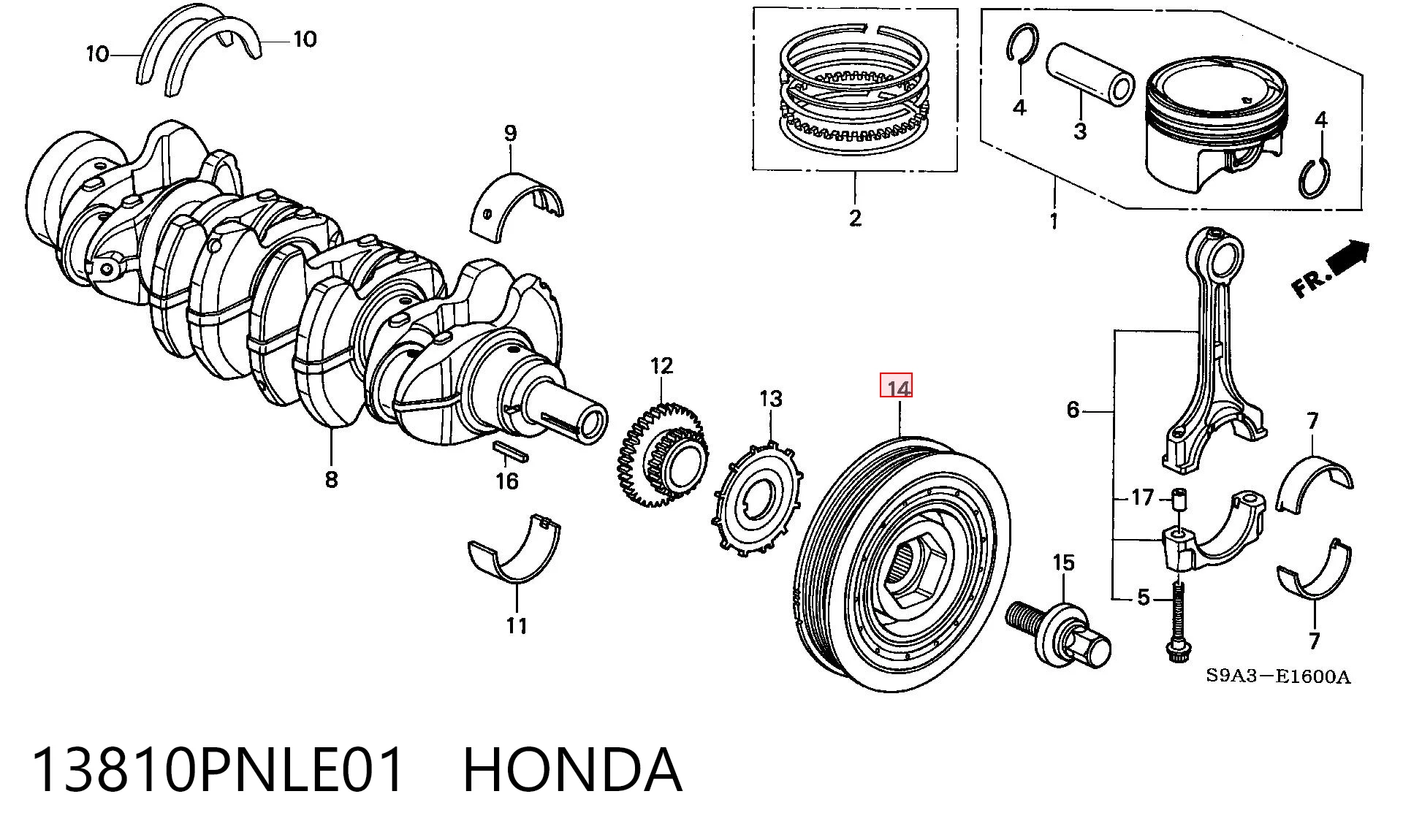 13810PNLE01 Honda Демпфер колінвалу