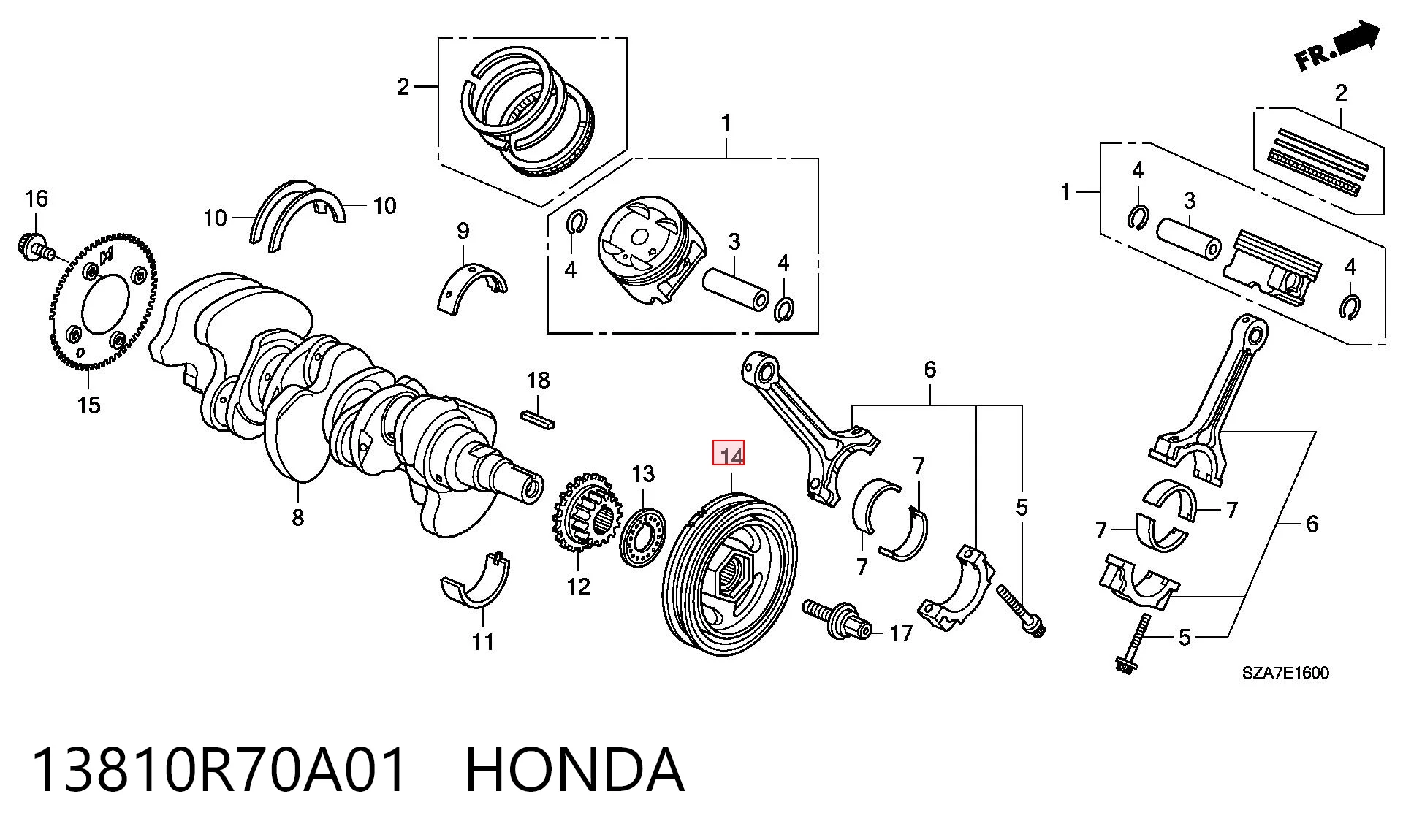 13810R70A01 Honda Демпфер колінвалу