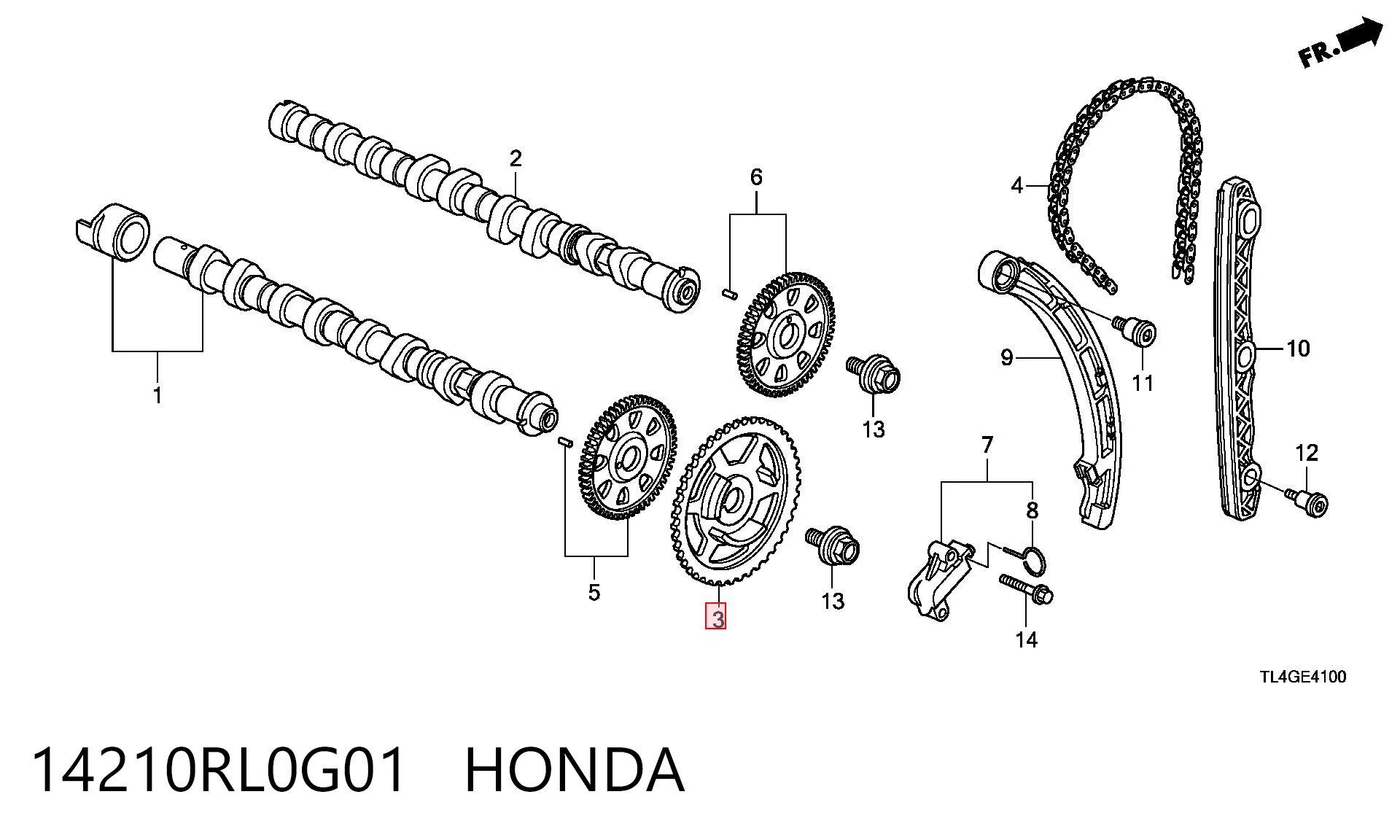 14210RL0G01 Honda Шестерня приводу розподільного валу