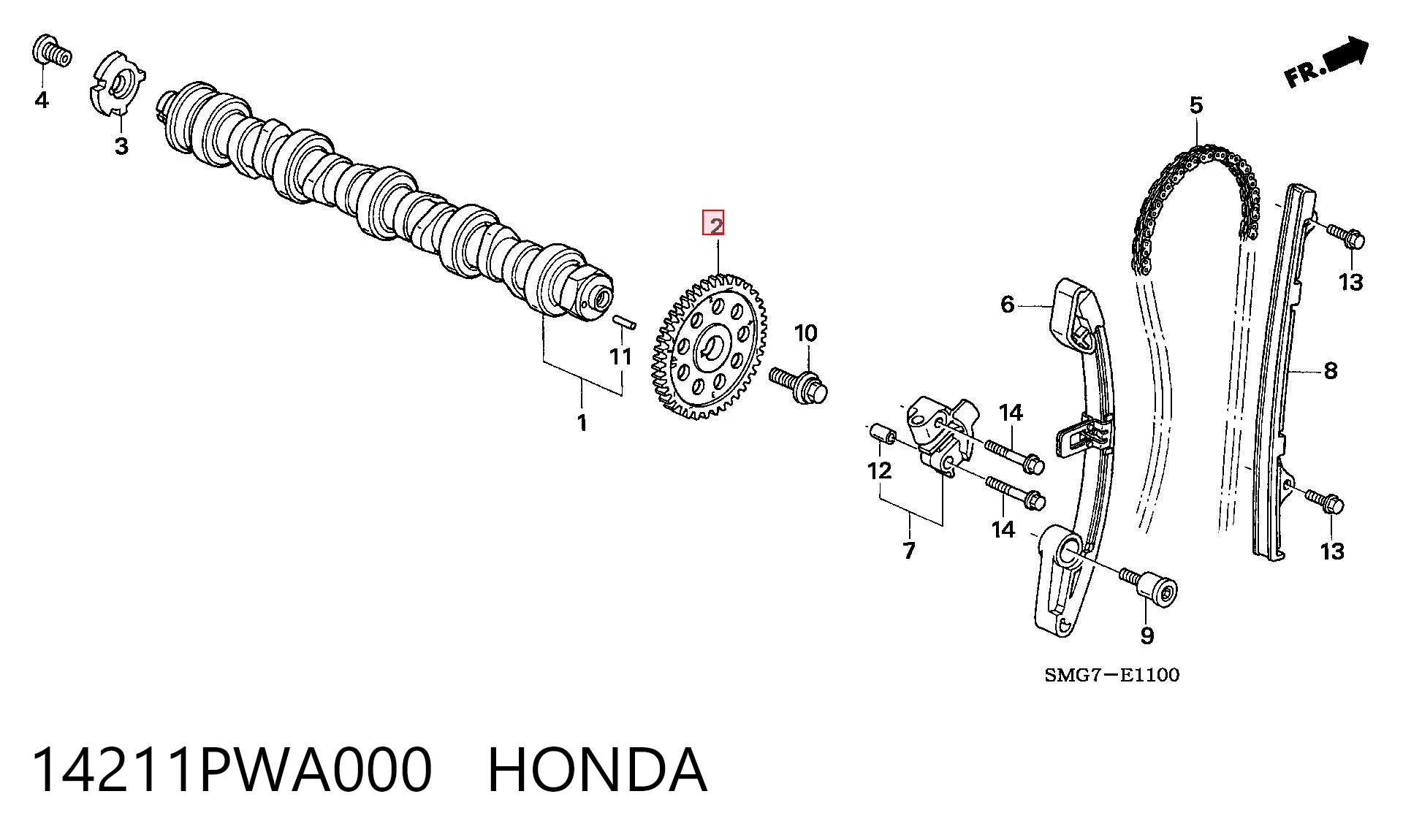 14211PWA000 Honda Шестерня приводу розподільного валу