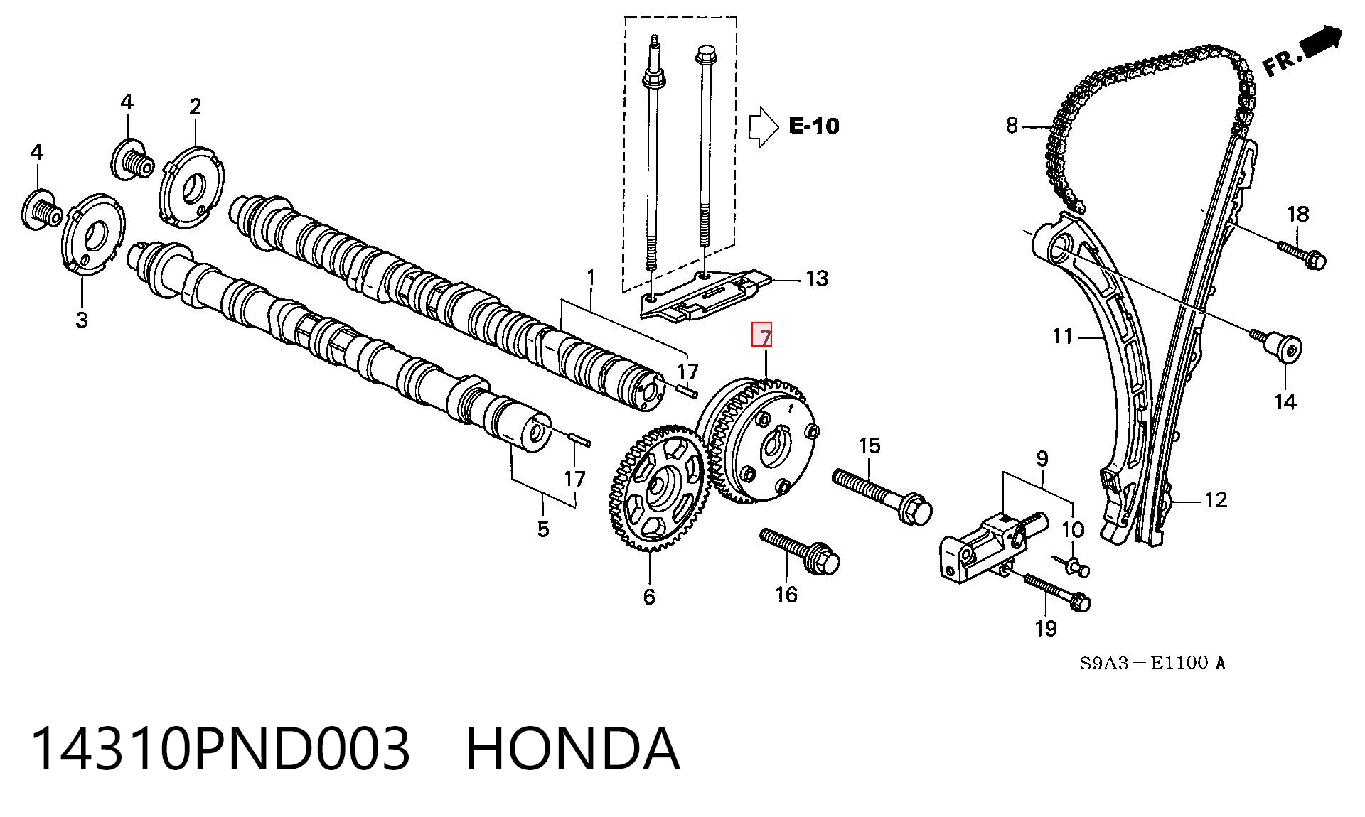 14310PND003 Honda Зірка-шестерня розподільного валу двигуна, впускного