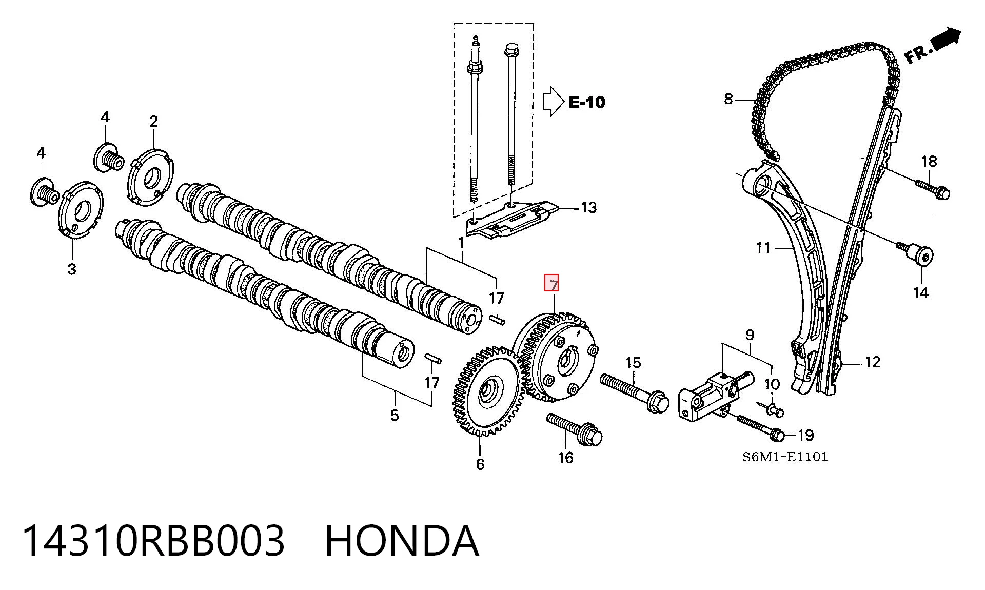 14310RBB003 Honda Зірка-шестерня розподільного валу двигуна, впускного