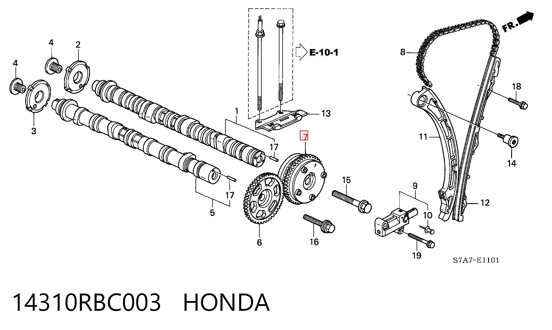 14310RBC003 Honda Зірка-шестерня розподільного валу двигуна, впускного