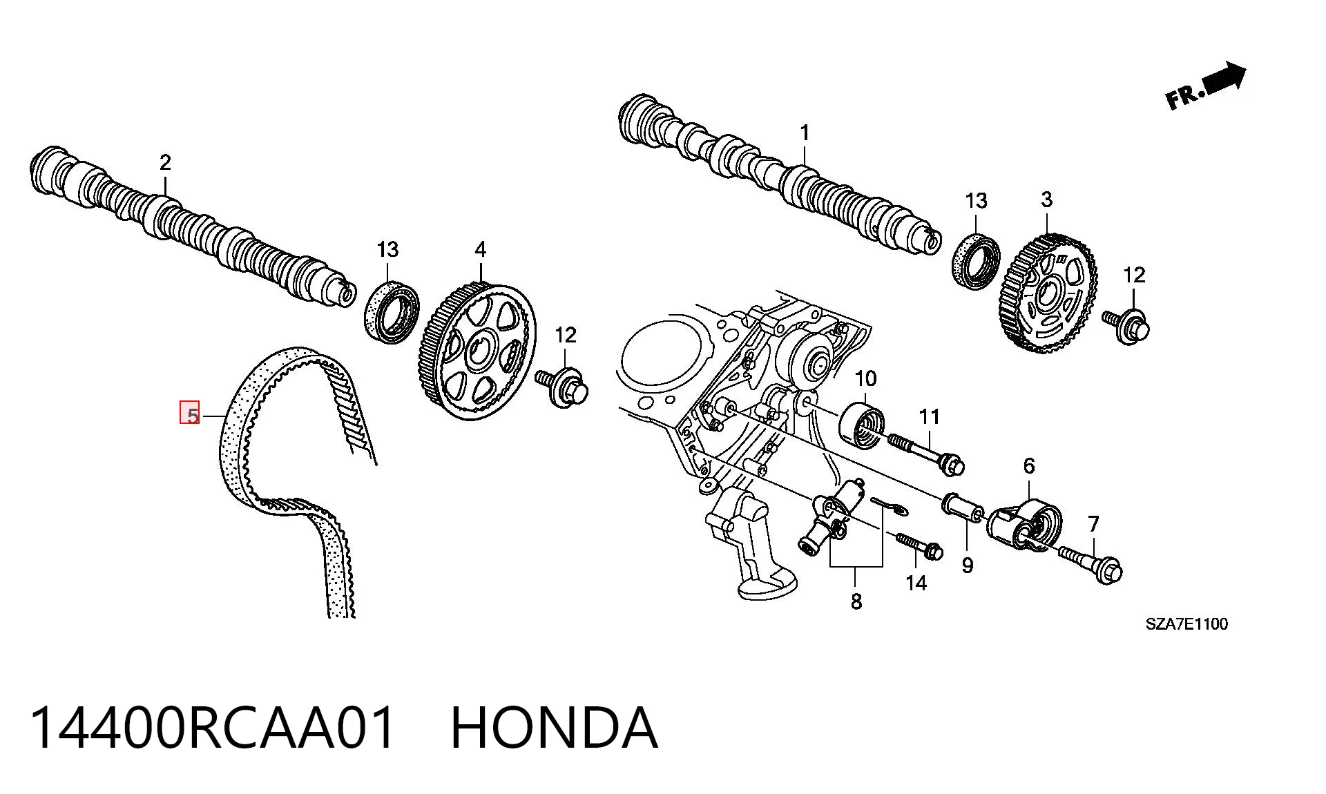 14400RCAA01 Honda Ремінь двигуна