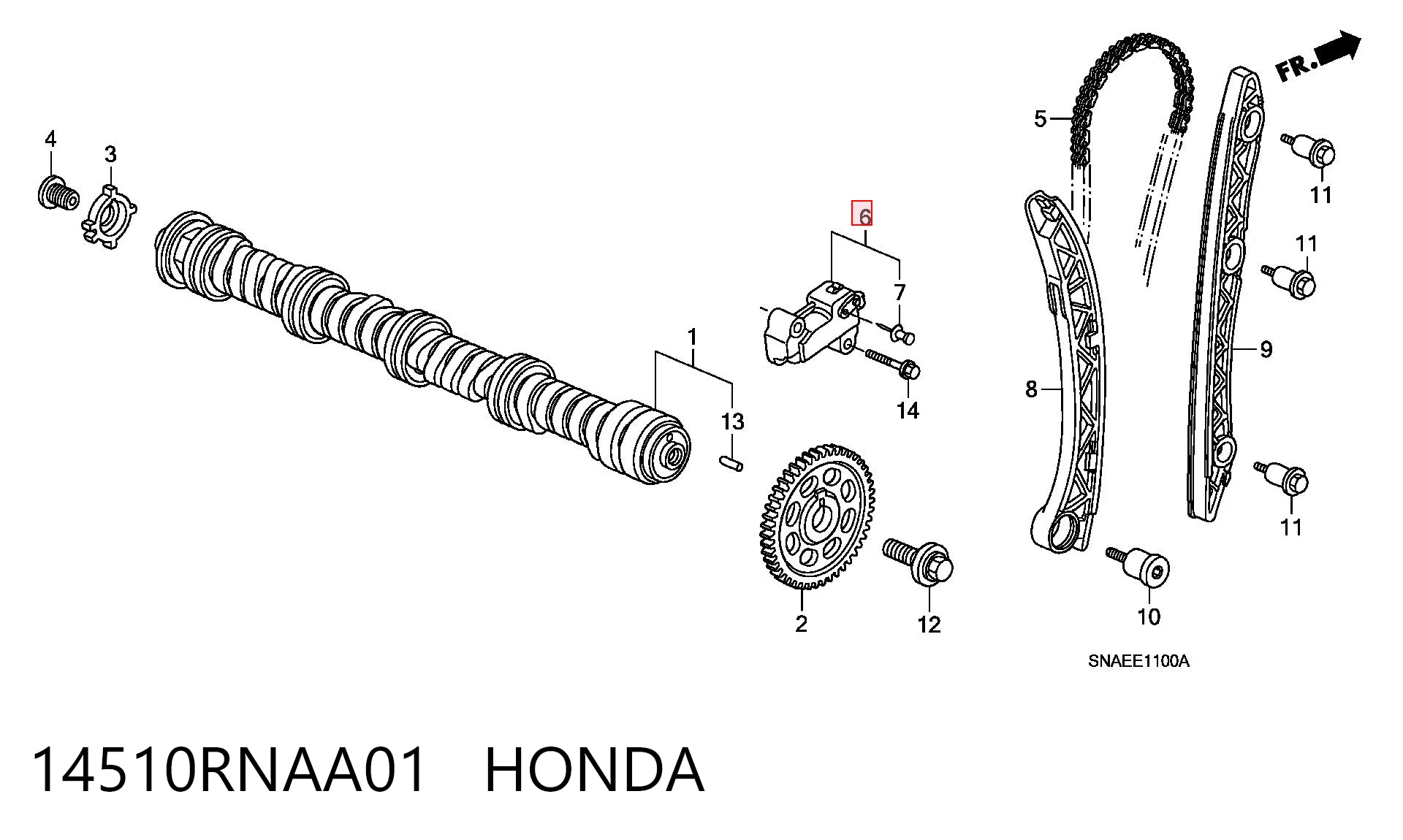 14510RNAA01 Honda Натягувач ланцюга ГРМ
