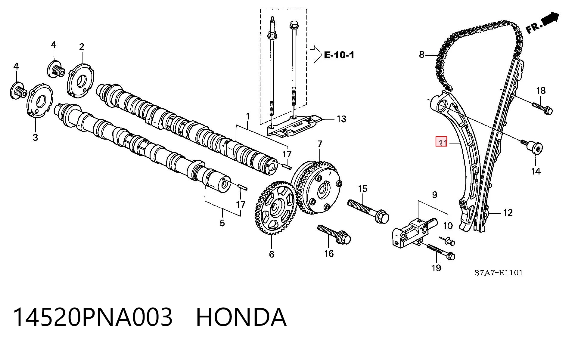 14520PNA003 Honda Башмак натягувача ланцюга ГРМ