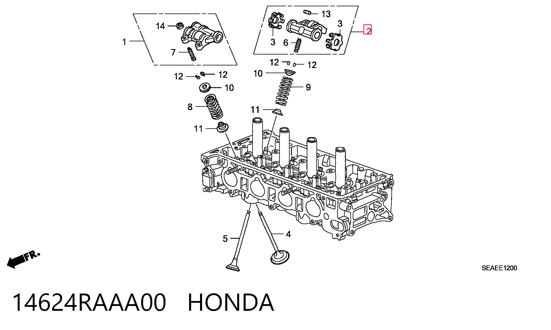 14624RAAA00 Honda Коромисло клапана (рокер), випускний