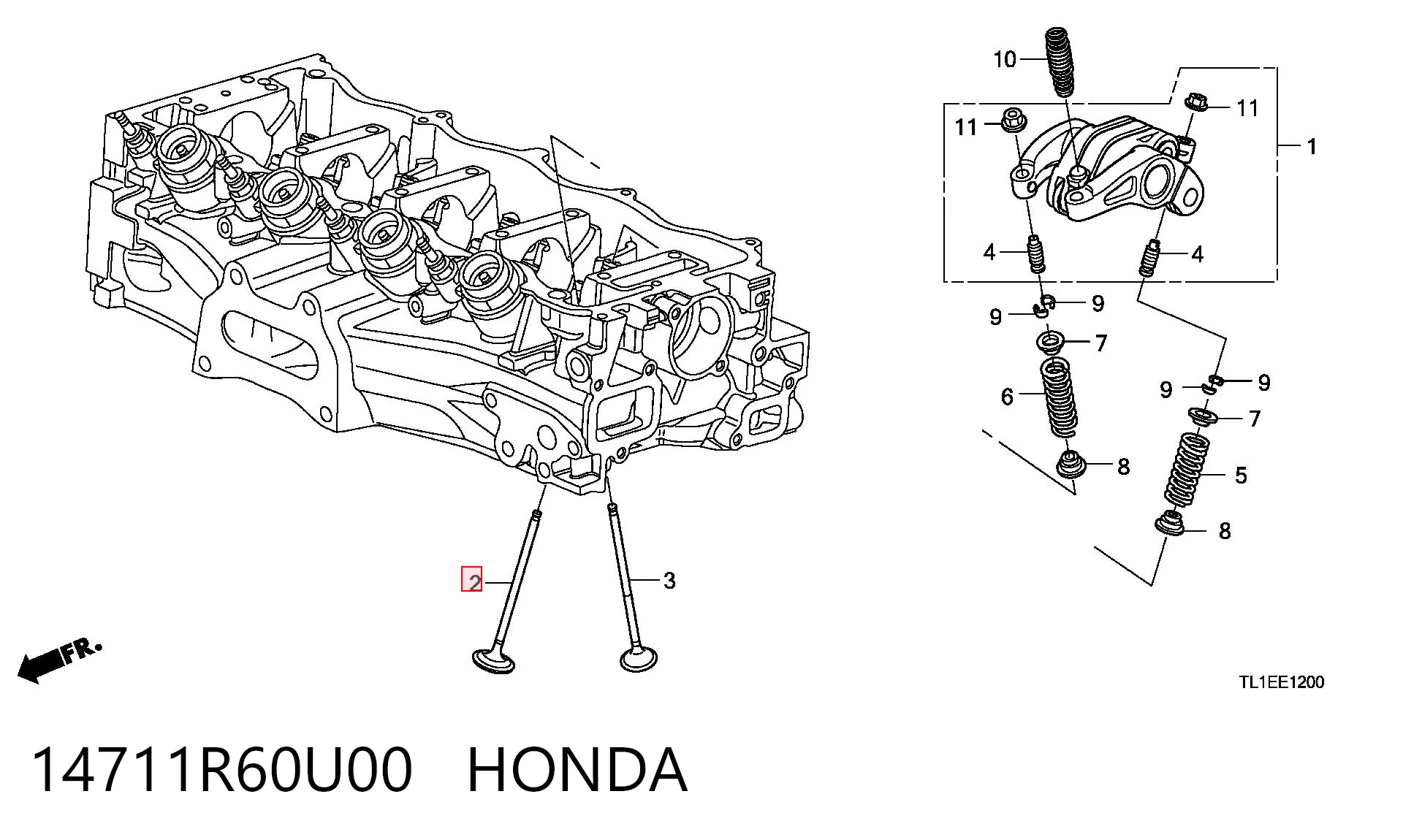 14711R60U00 Honda Клапан впускний