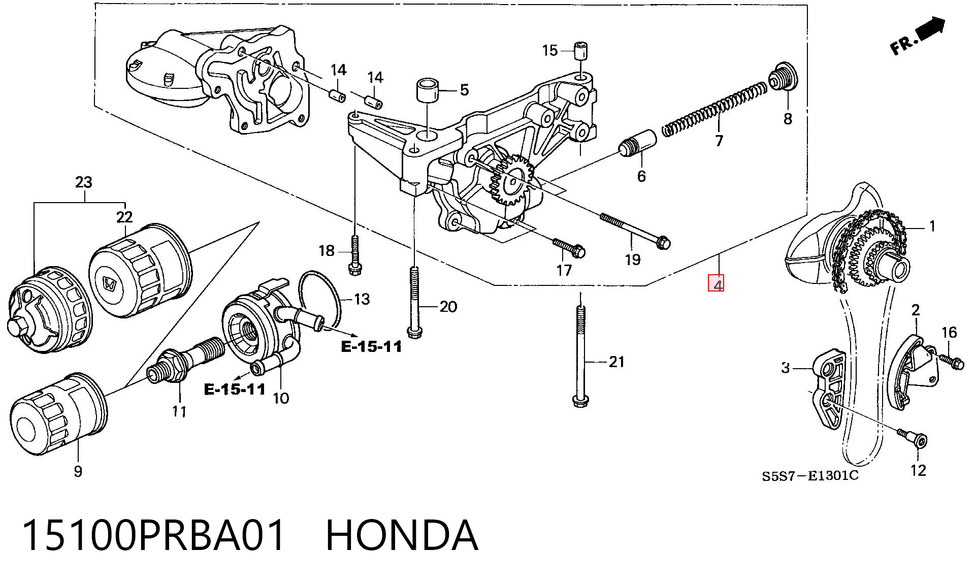 15100PRBA01 Honda Масляний насос двигуна