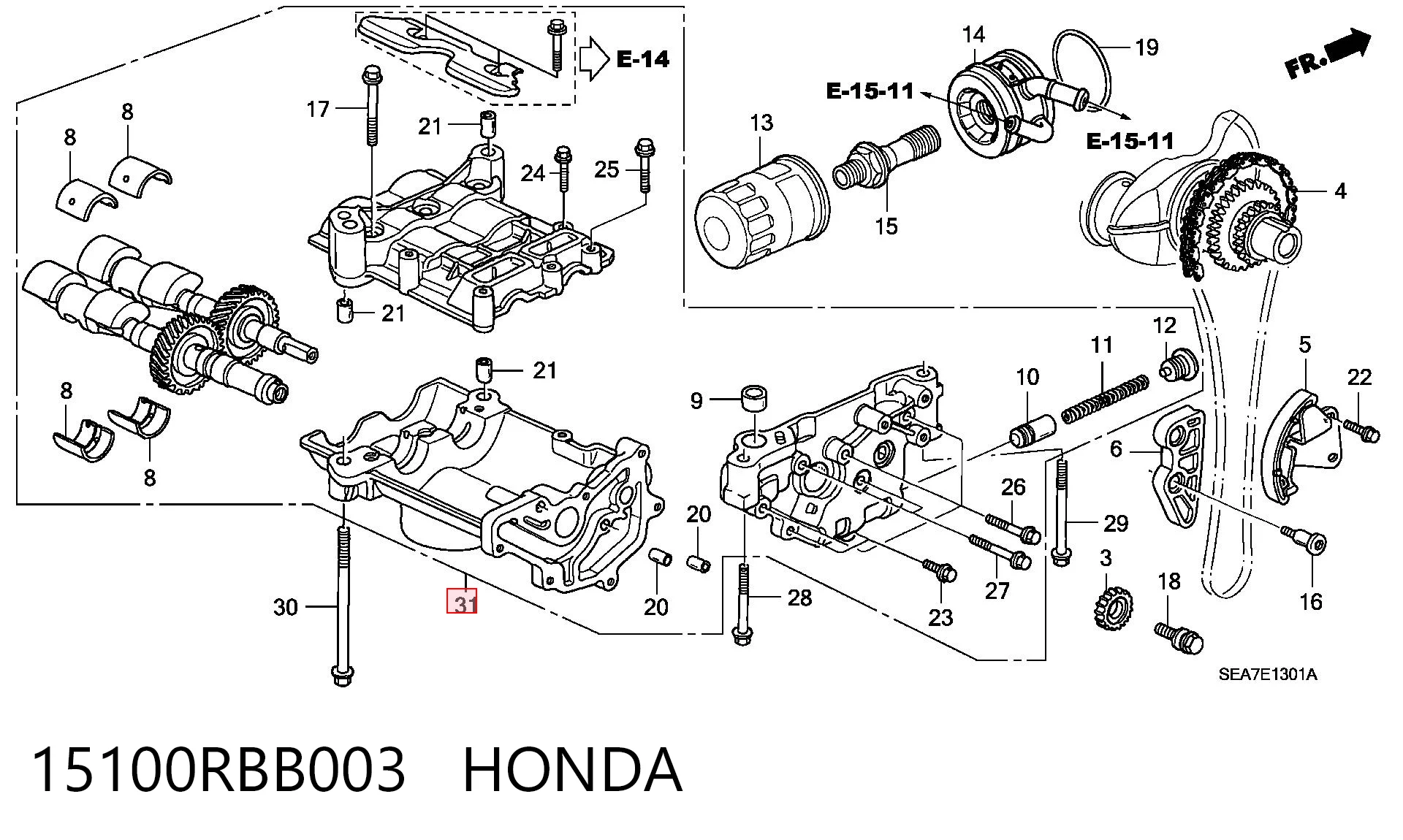 15100RBB003 Honda 