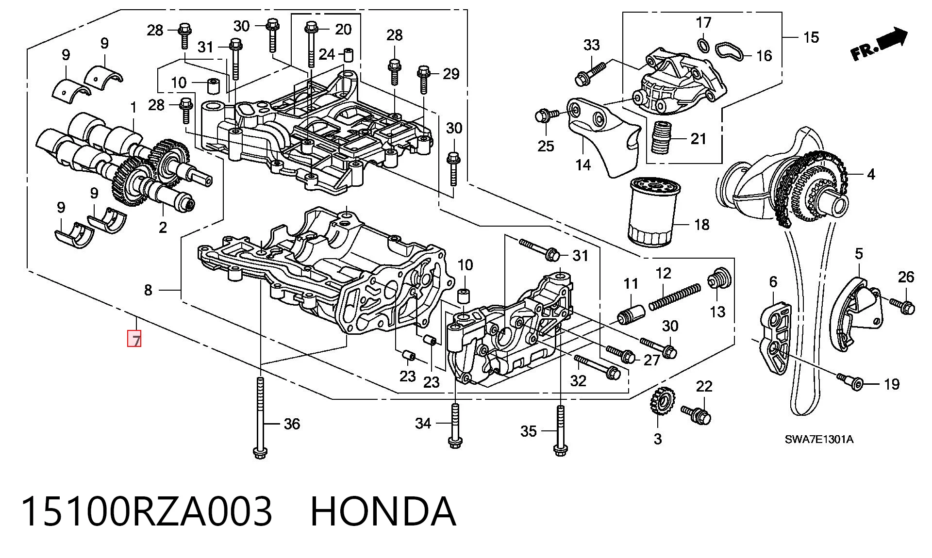 15100RZA003 Honda Масляний насос двигуна
