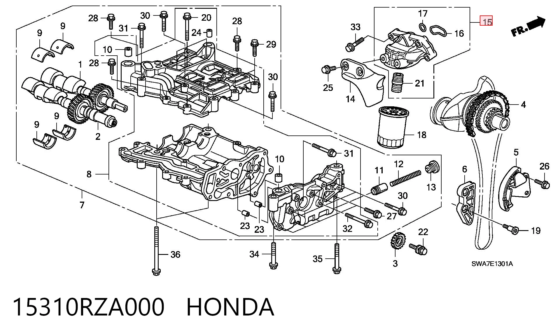 15310RZA000 Honda Кронштейн масляного фільтра