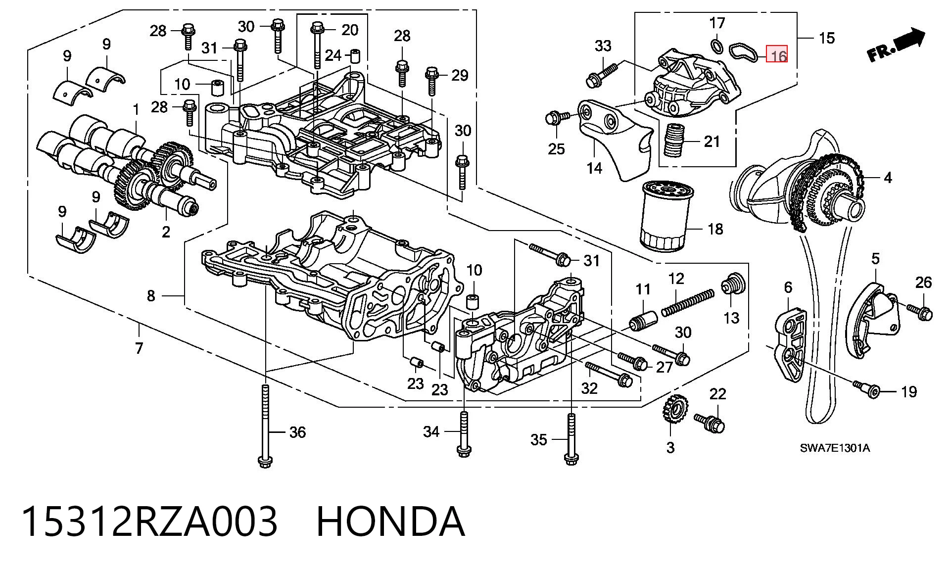 15312RZA003 Honda Прокладка маслозабірника