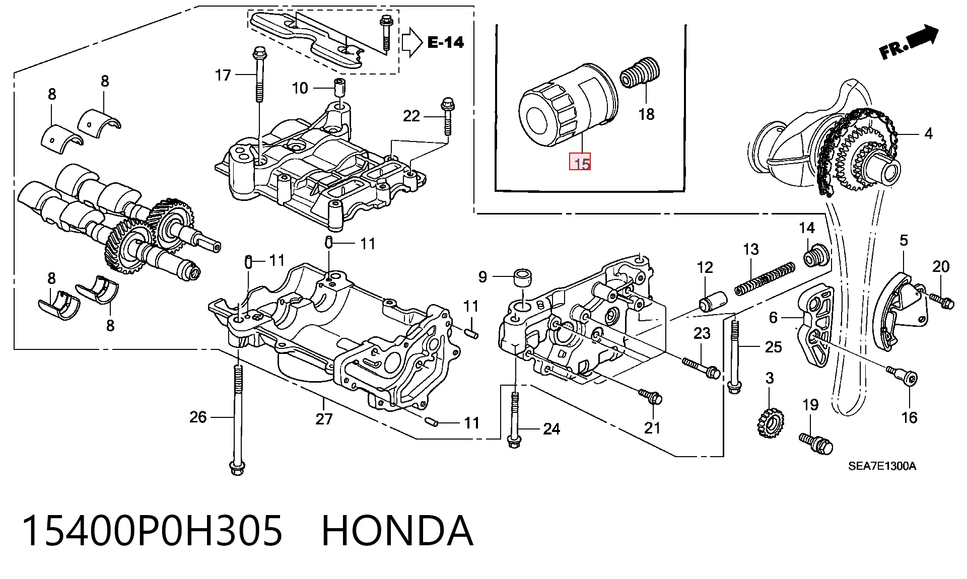 15400P0H305 Honda Фільтр масла