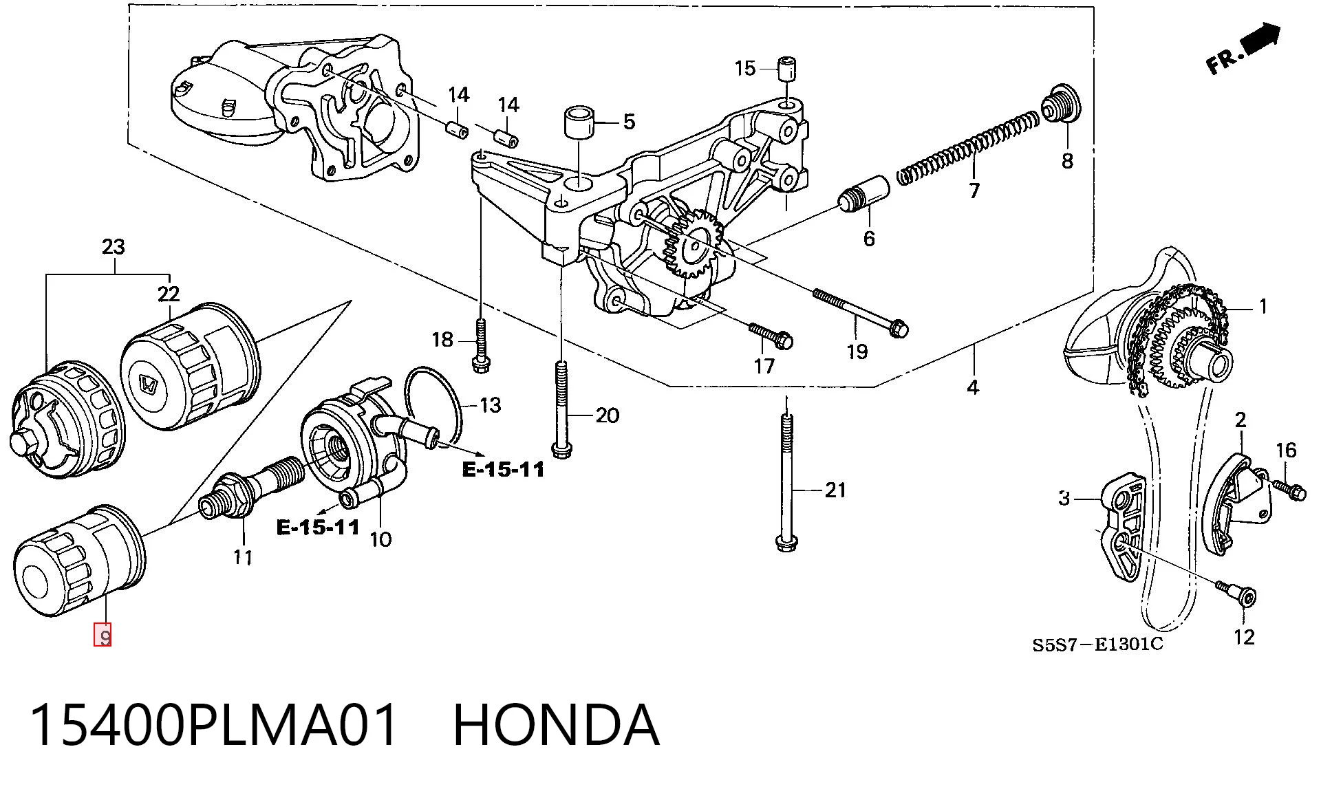 15400PLMA01 Honda Фільтр масла