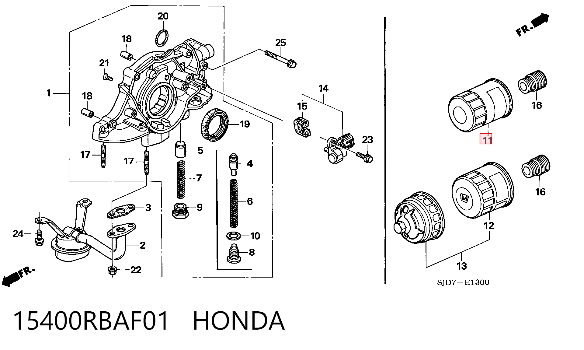 15400RBAF01 Honda Фільтр масла