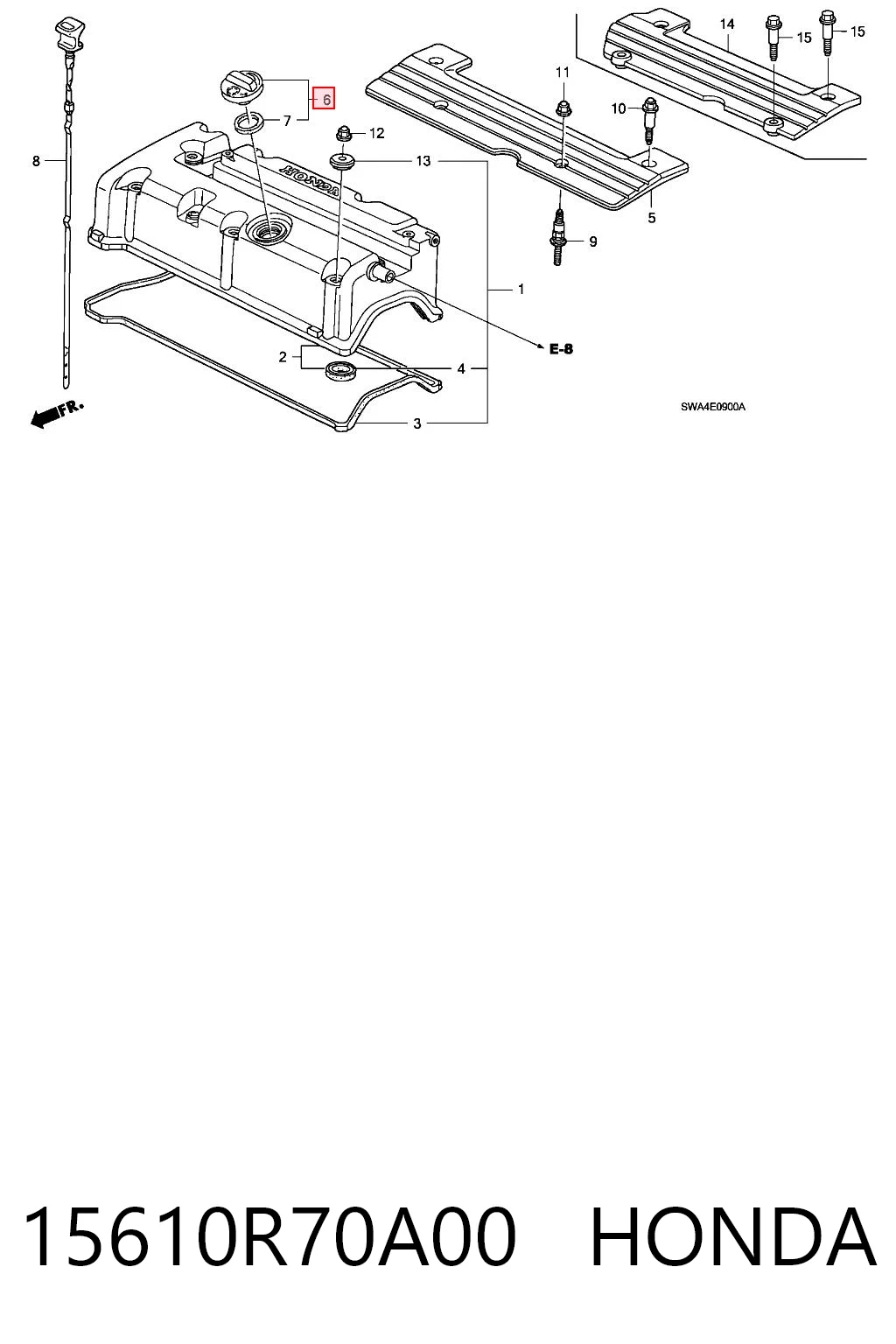 15610R70A00 Honda Кришка маслозаливной горловини
