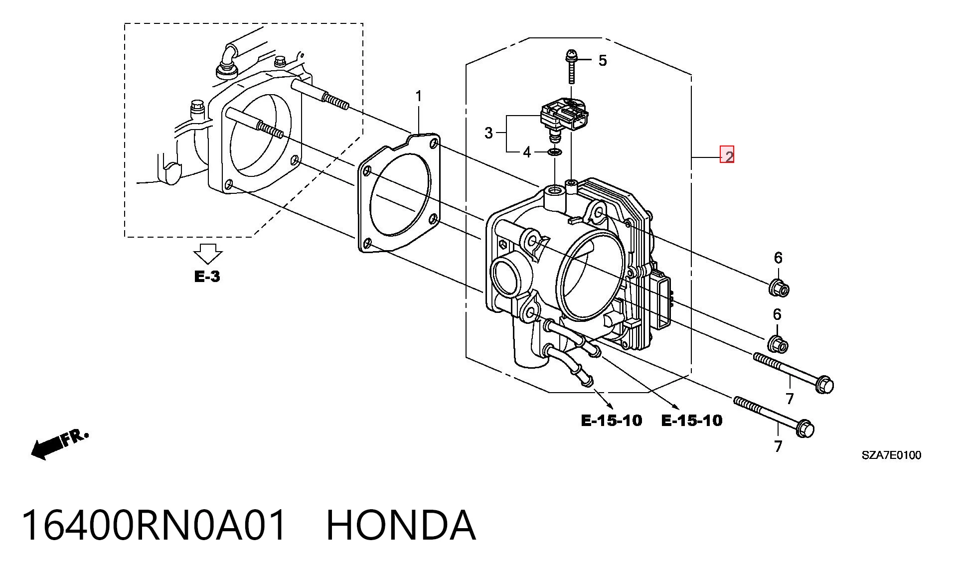 16400RN0A01 Honda Дросільна заслінка в зборі