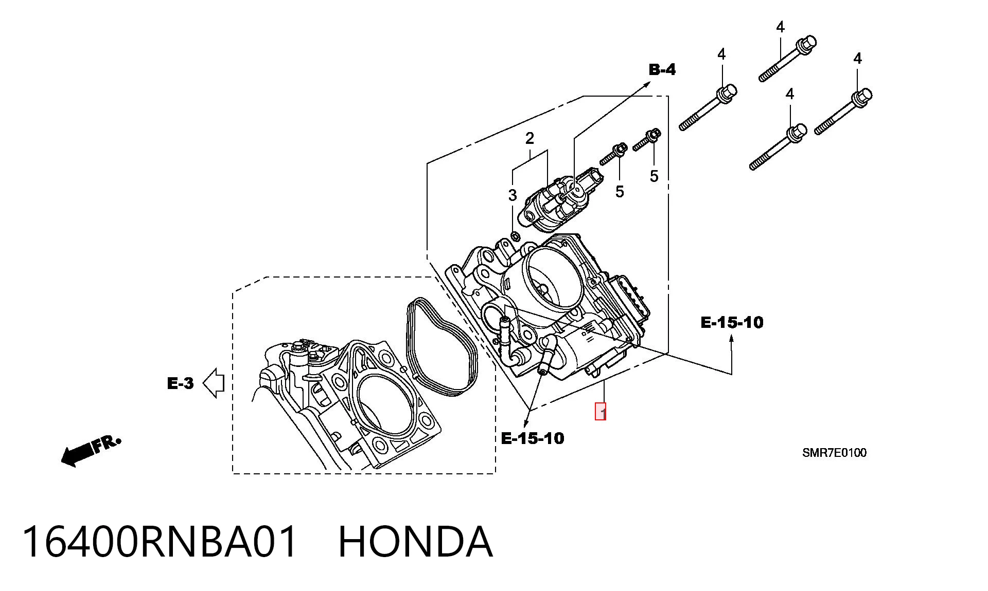 16400RNBA01 Honda Дросільна заслінка в зборі