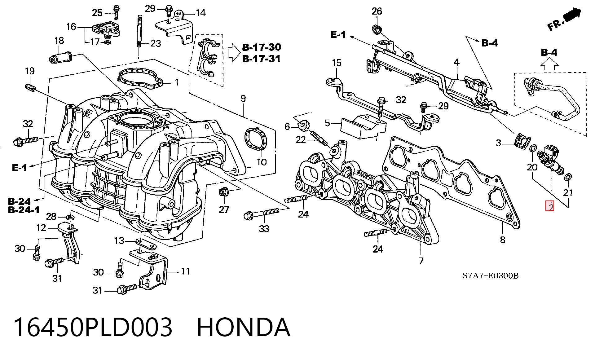 16450PLD003 Honda Форсунка вприску палива