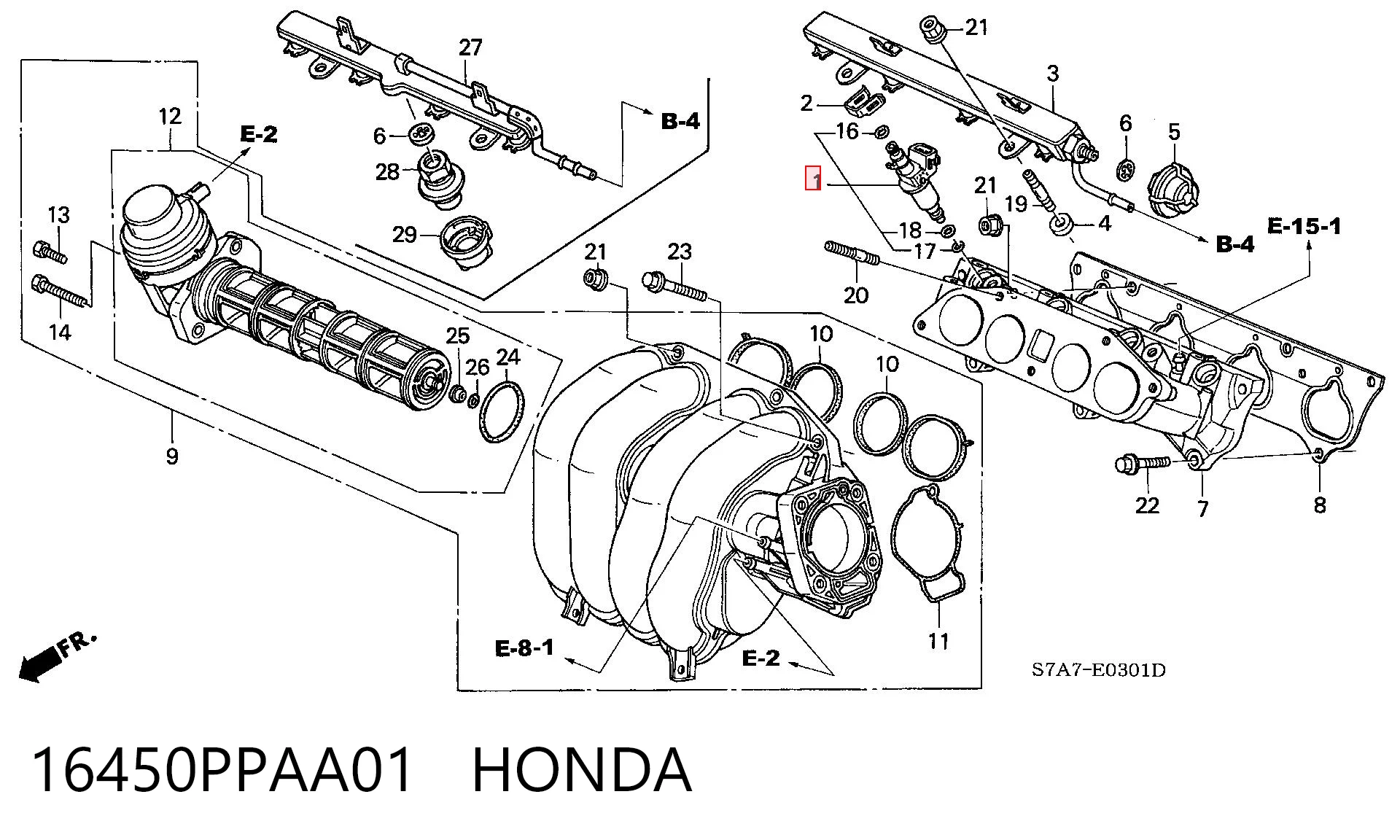 16450PPAA01 Honda Форсунка вприску палива