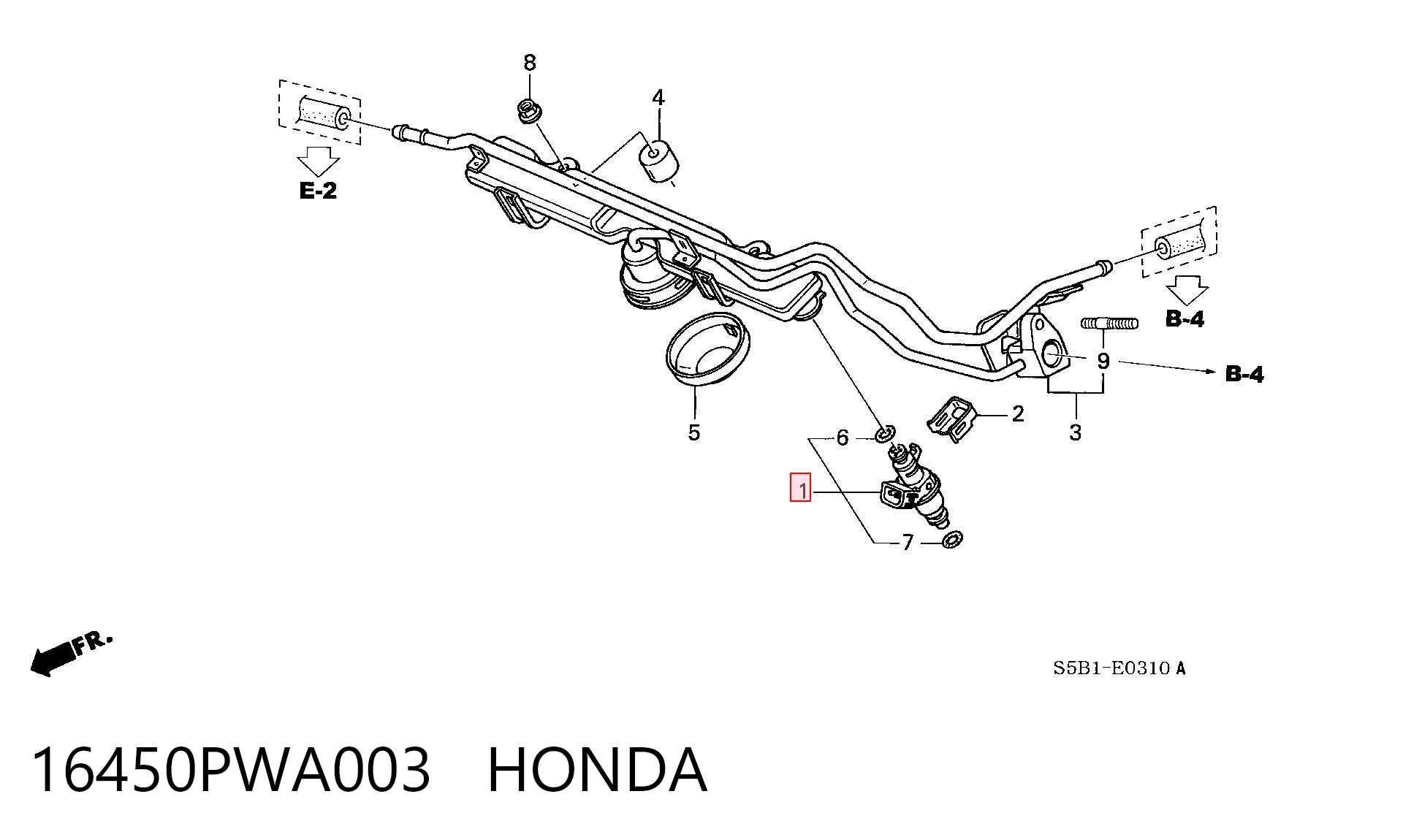 16450PWA003 Honda Форсунка вприску палива