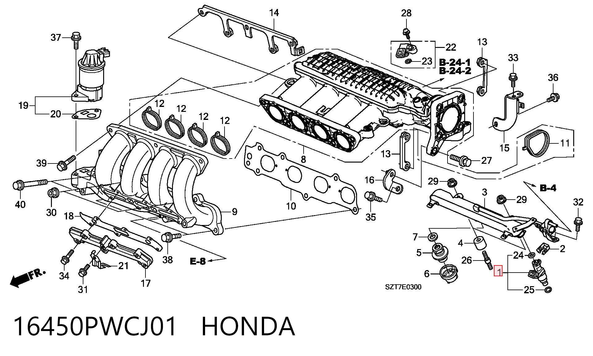 16450PWCJ01 Honda Форсунка вприску палива