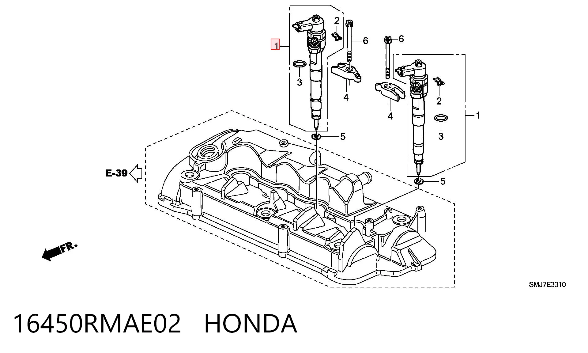 16450RMAE02 Honda Форсунка вприску палива