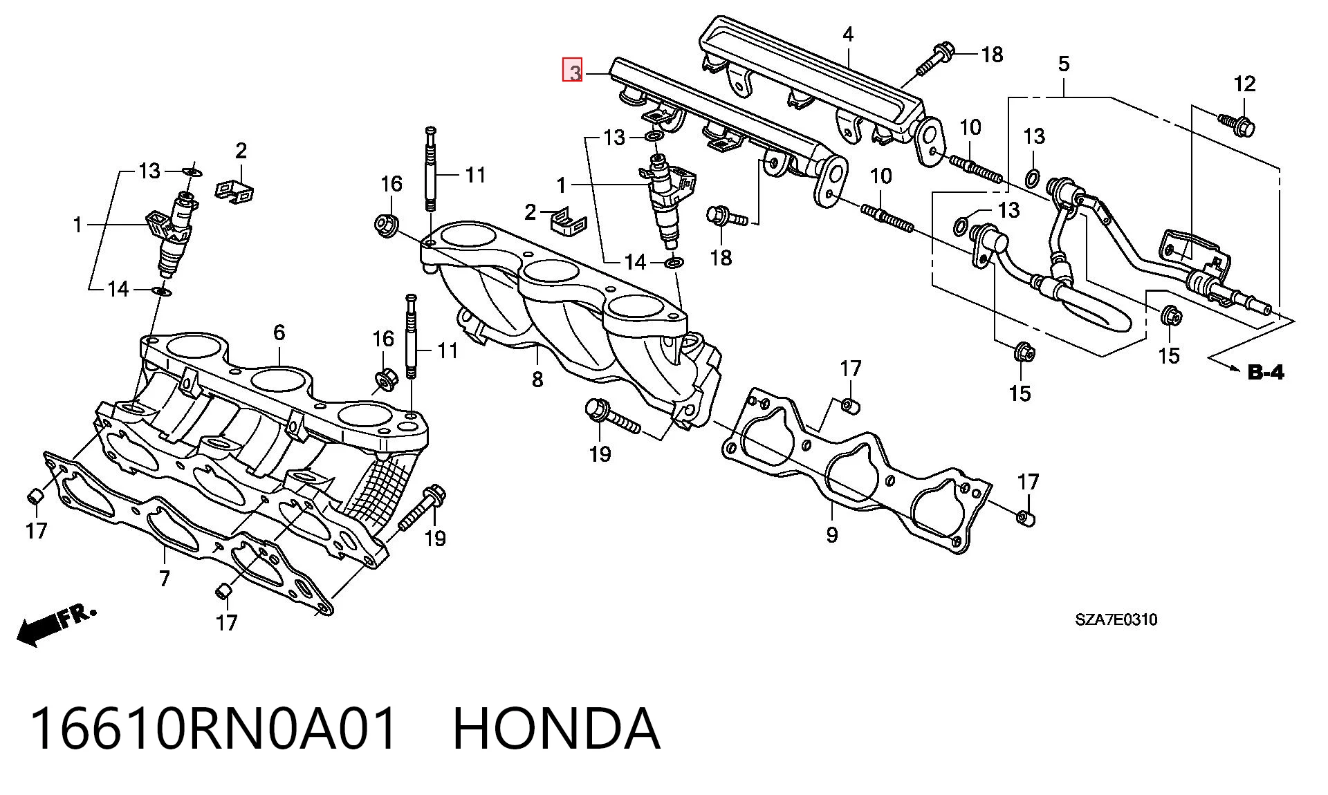 16610RN0A01 Honda Розподільник палива