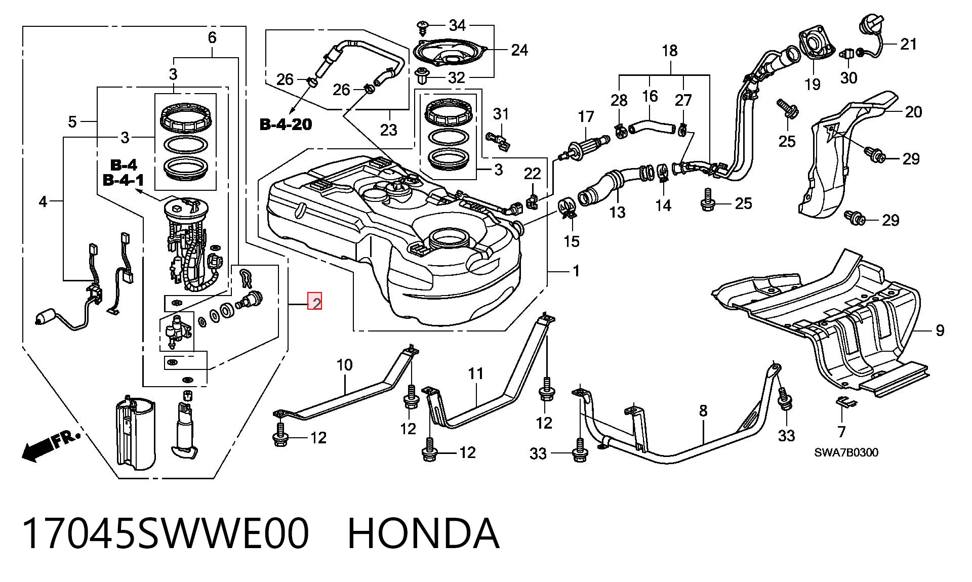 17045SWWE00 Honda Електробензонасос