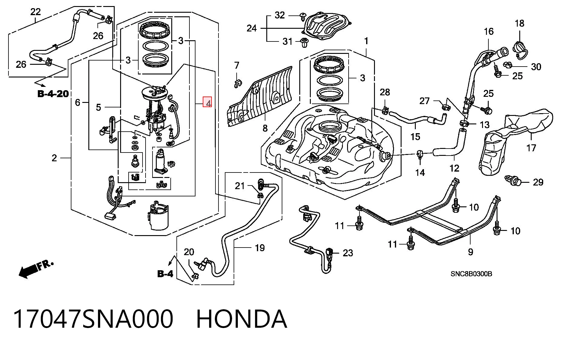 17047SNA000 Honda Датчик бензобака