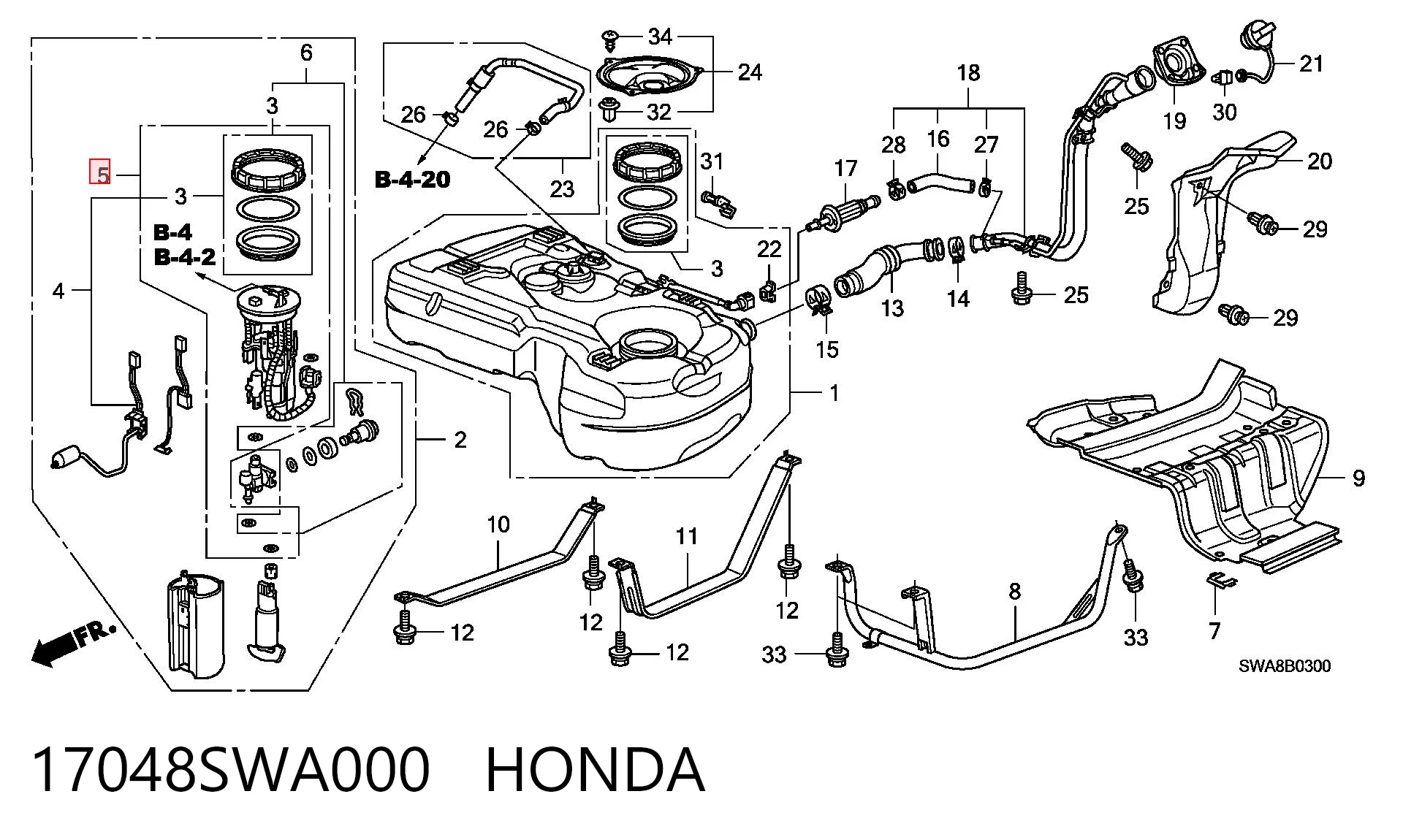 17048SWA000 Honda Фільтр палива