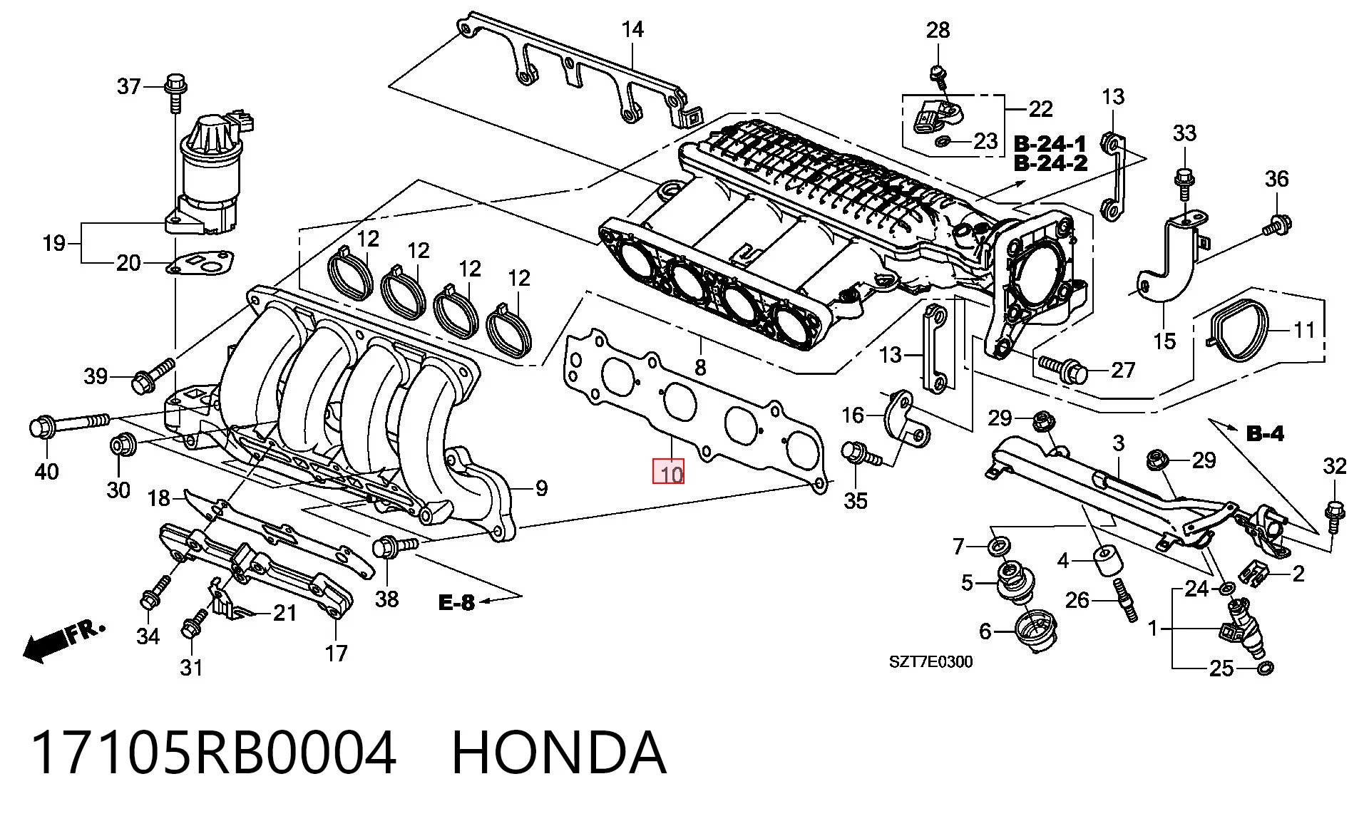 17105RB0004 Honda Прокладка впускного колектора, нижня