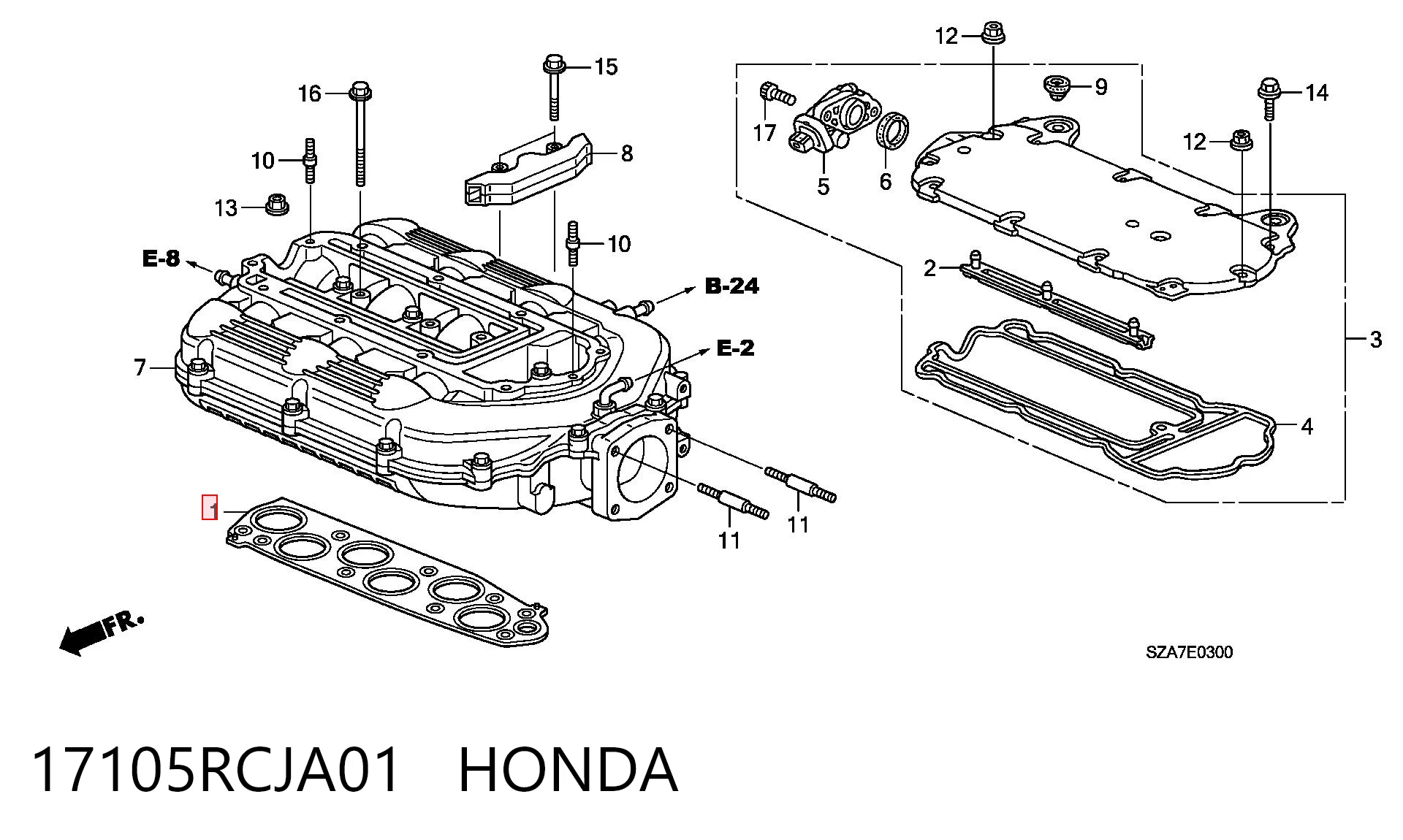 17105RCJA01 Honda Прокладка впускного колектора