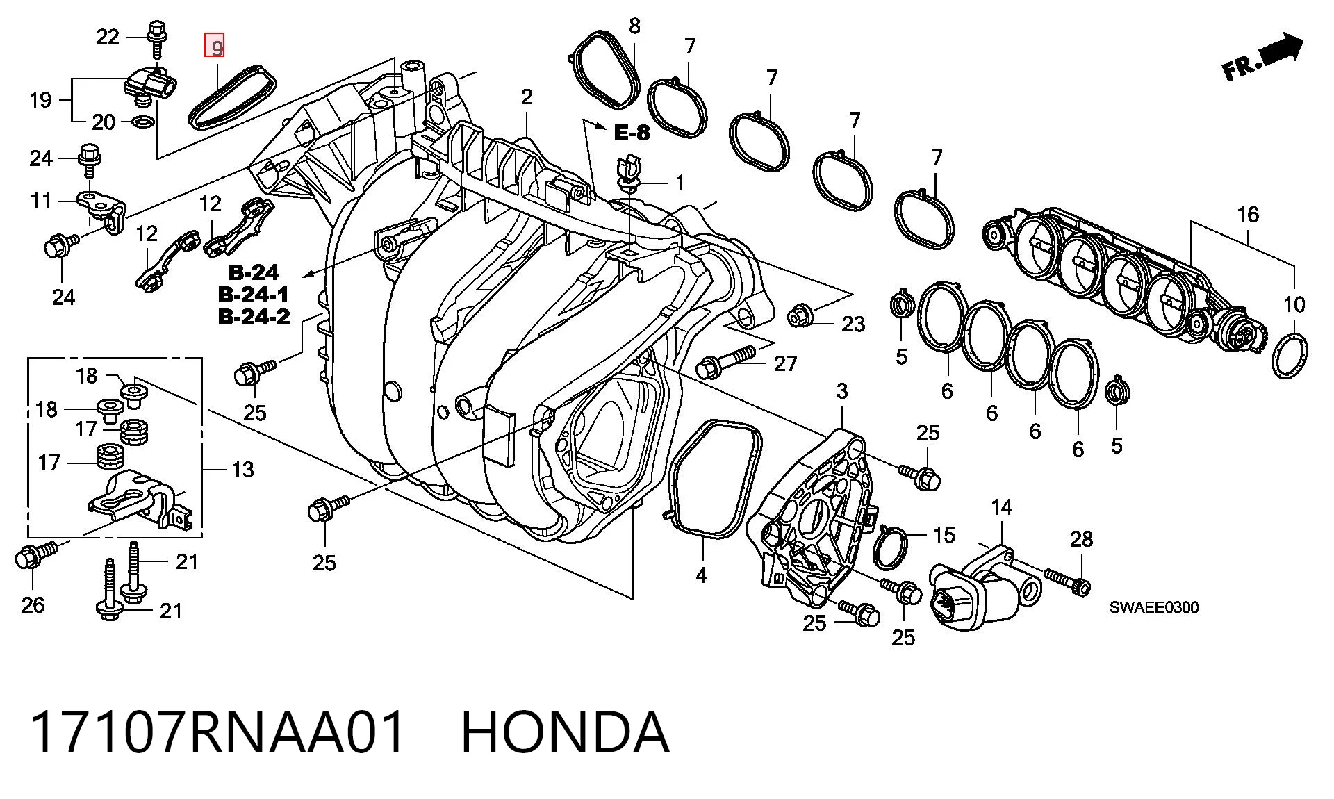Прокладка дросельної заслінки на Honda CR-V IV RM