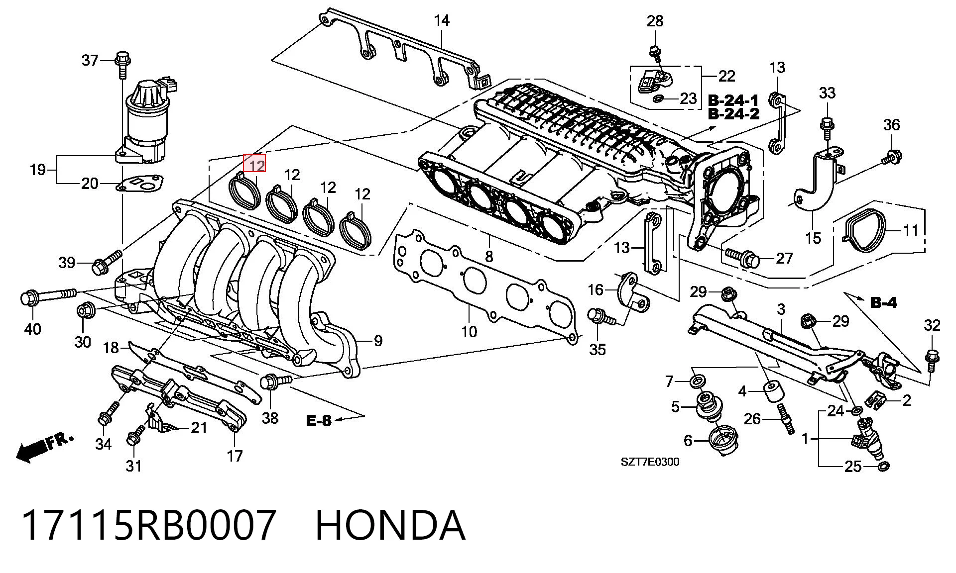 17115RB0007 Honda Прокладка впускного колектора