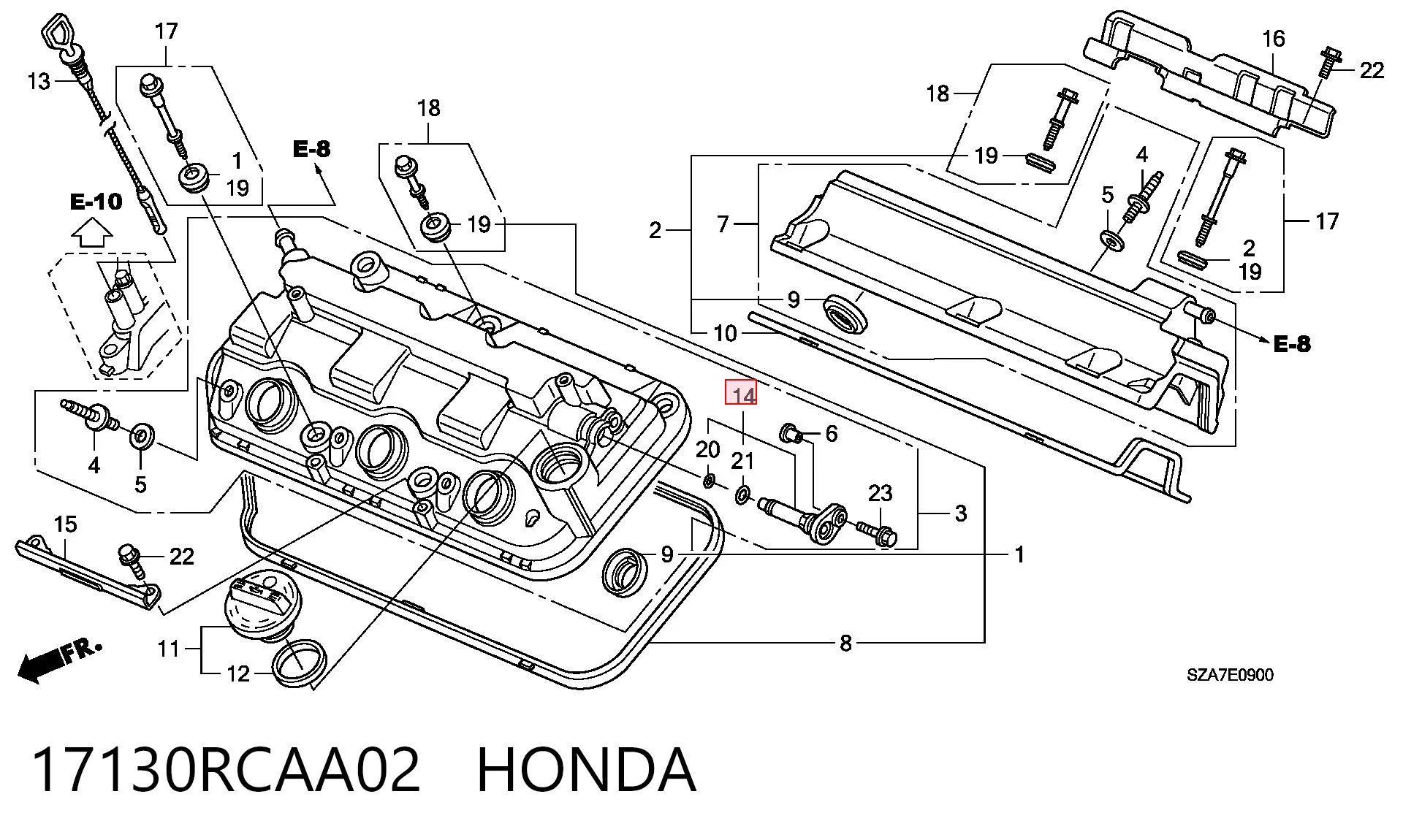 17130RCAA02 Honda Клапан PCV (вентиляції картерних газів)