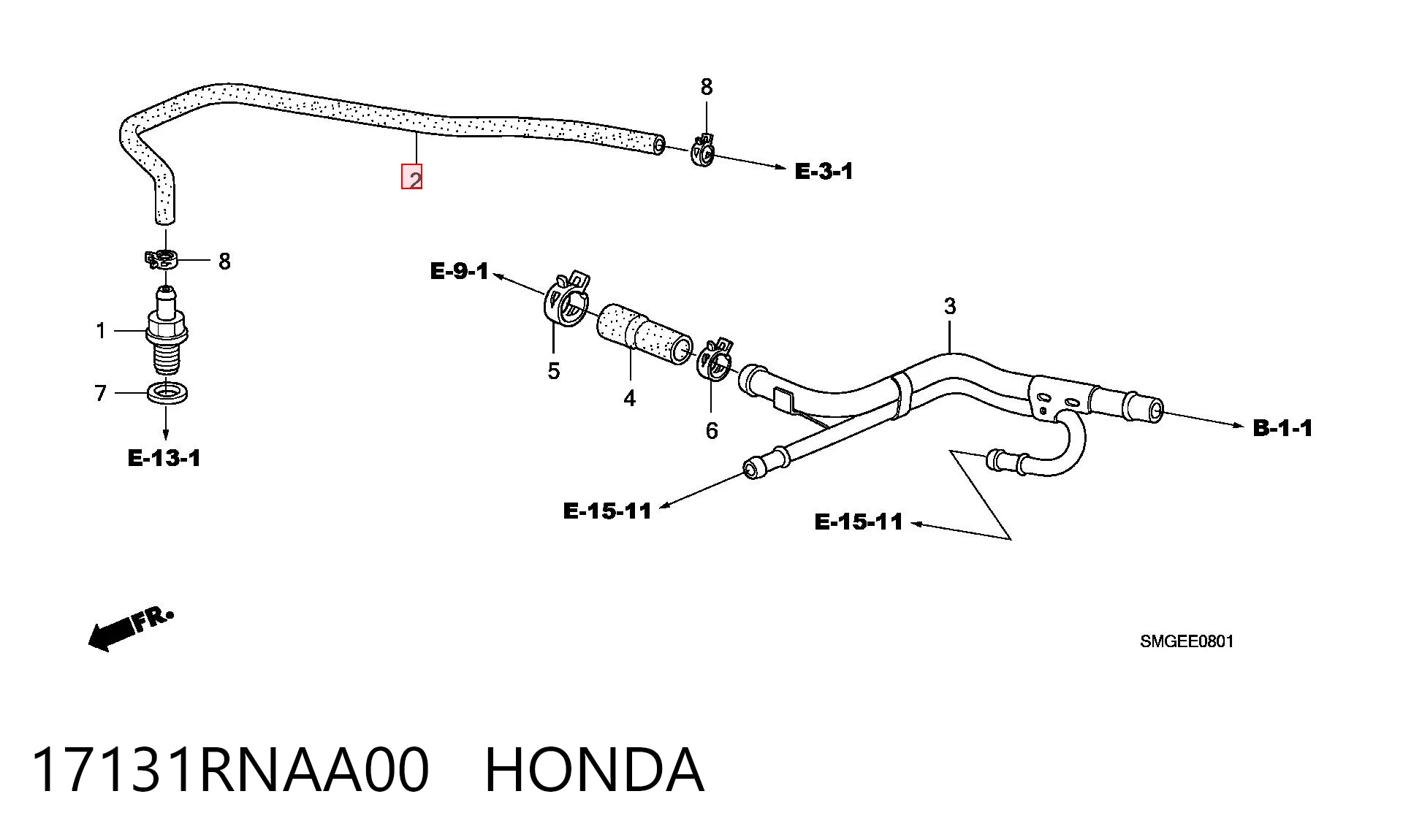 17131RNAA00 Honda Шланг повітряний вентиляції картера