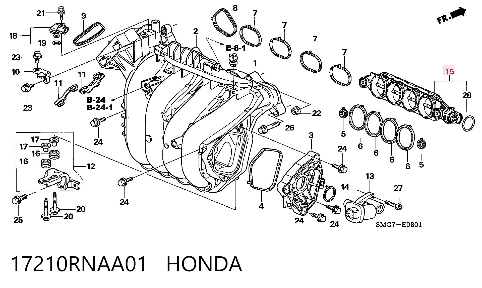 17210RNAA01 Honda Повітряна заслонка колектора