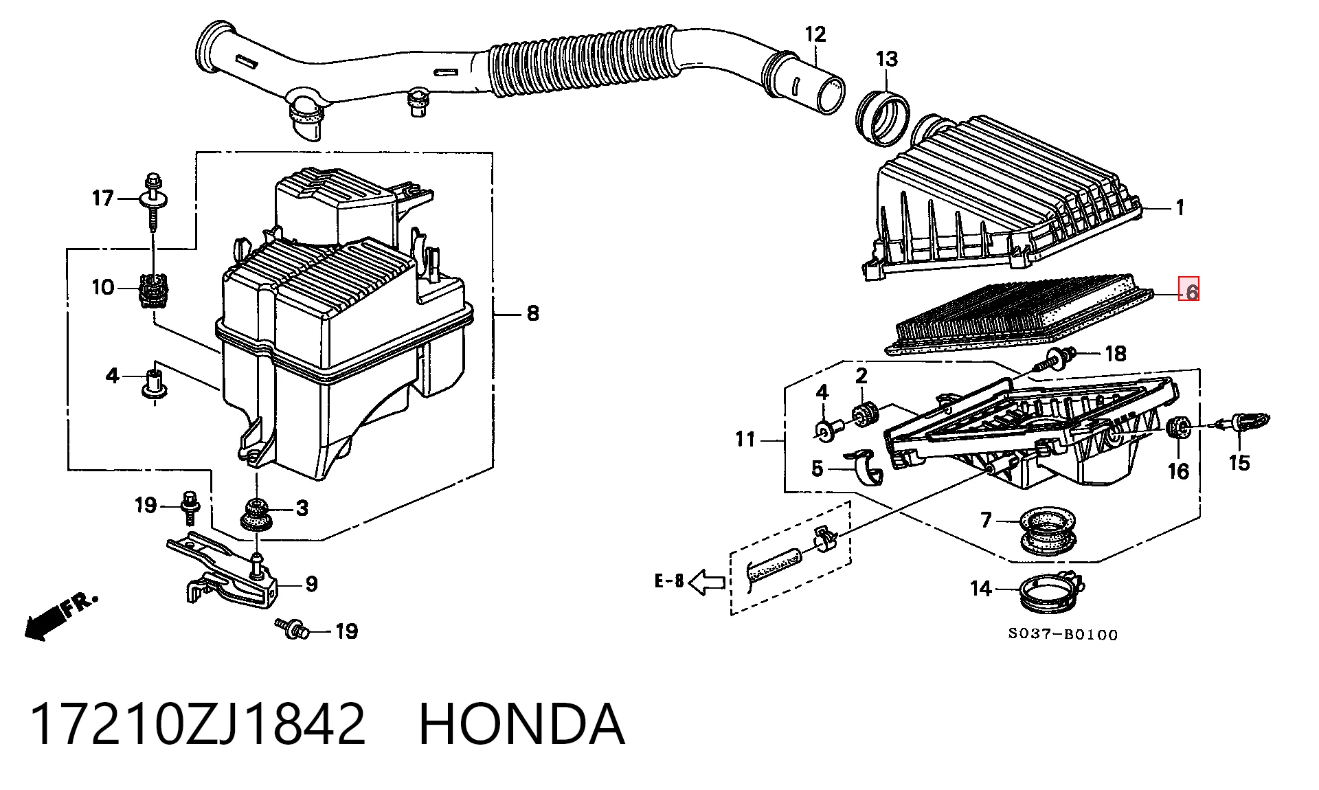 17210ZJ1842 Honda Повітряний фільтр двигуна