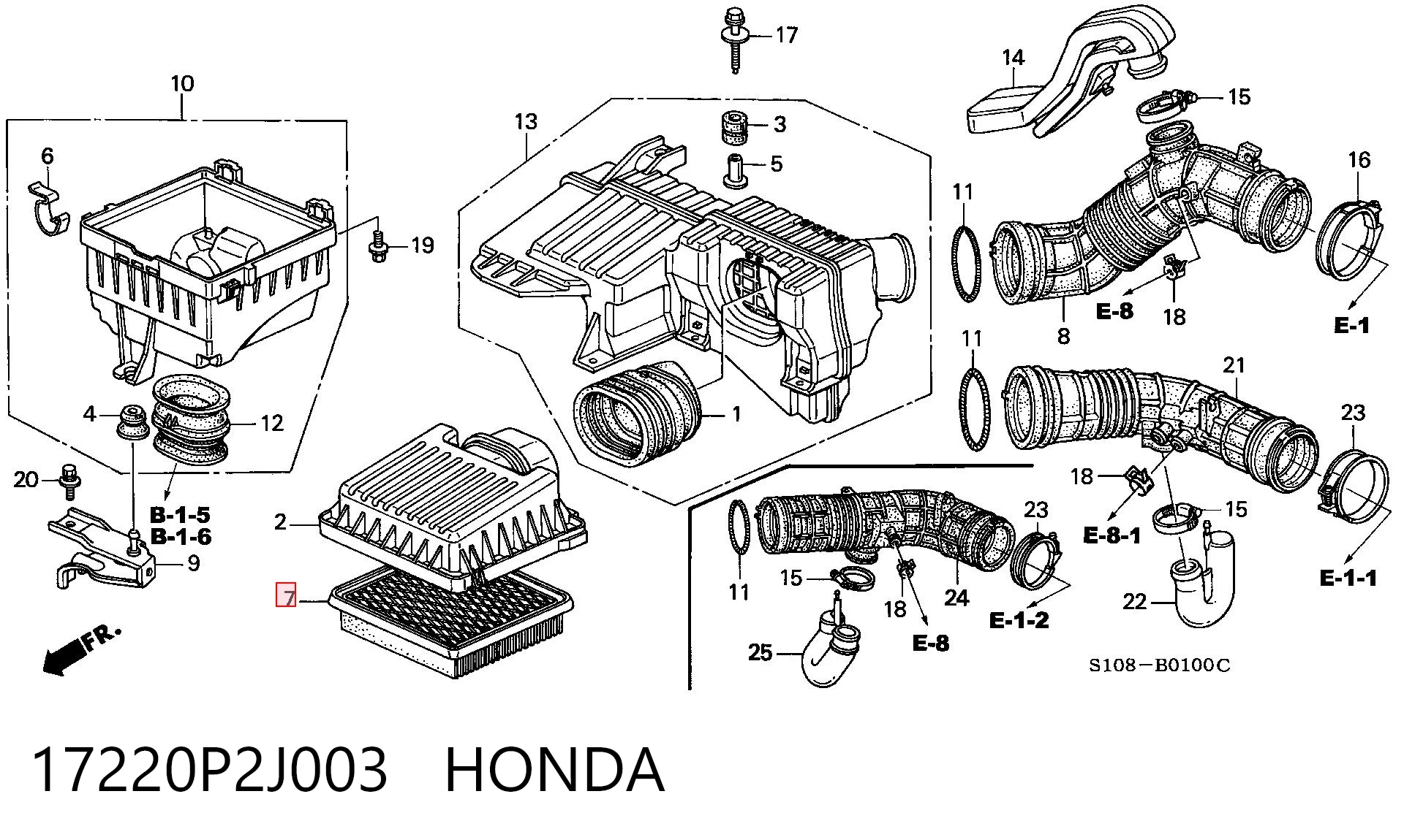 17220P2J003 Honda Повітряний фільтр двигуна