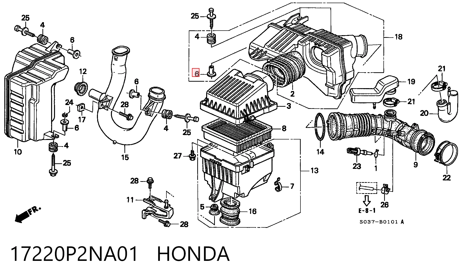 17220P2NA01 Honda Повітряний фільтр двигуна