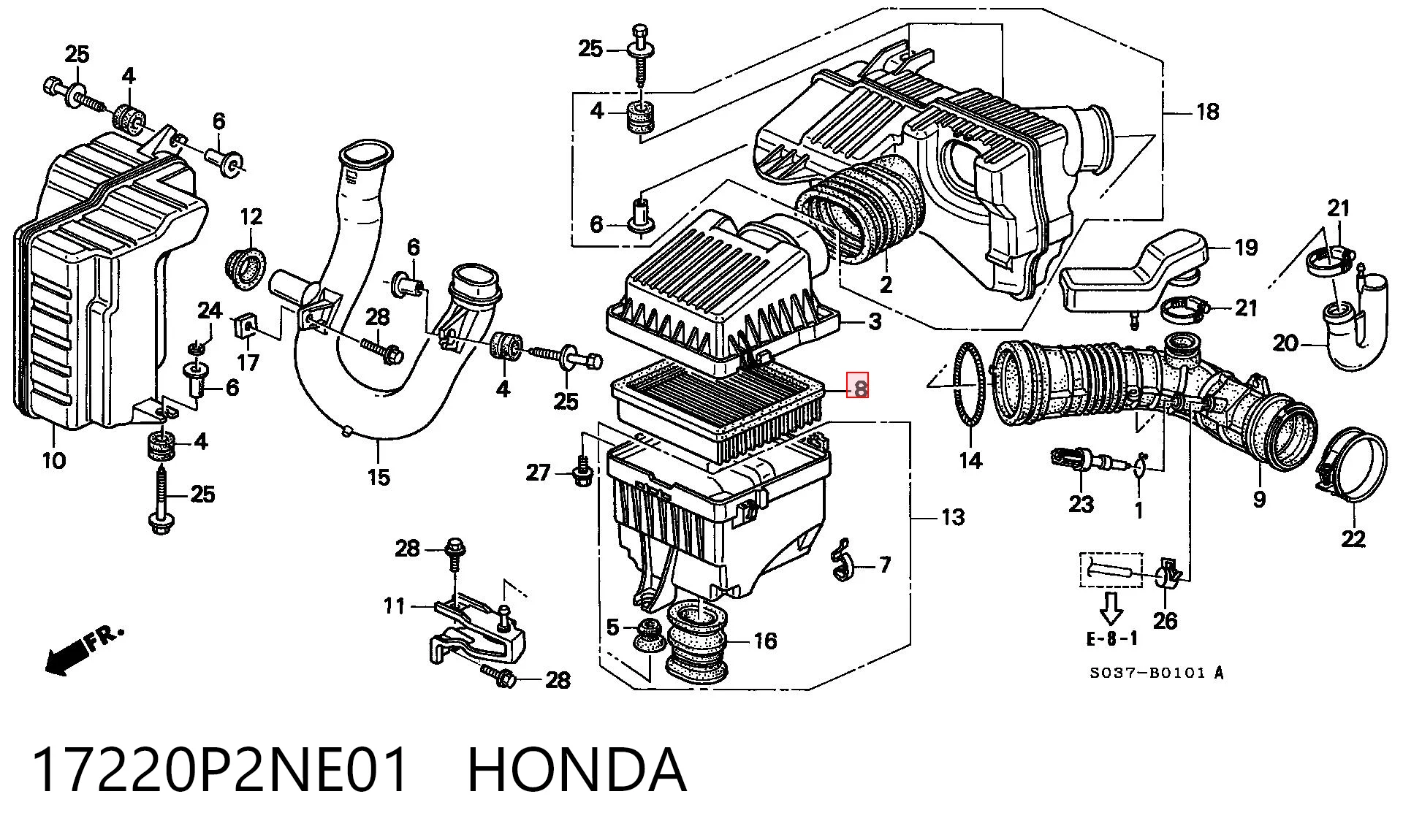 17220P2NE01 Honda Повітряний фільтр двигуна